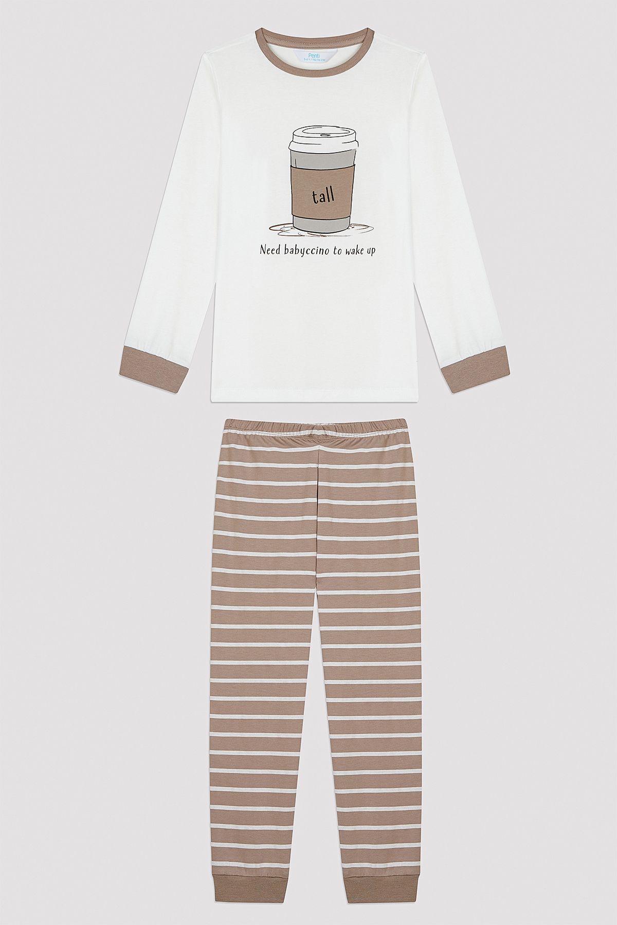 Penti-Unisex Tall Fam Long Sleeve Off-White Pajama Set 4