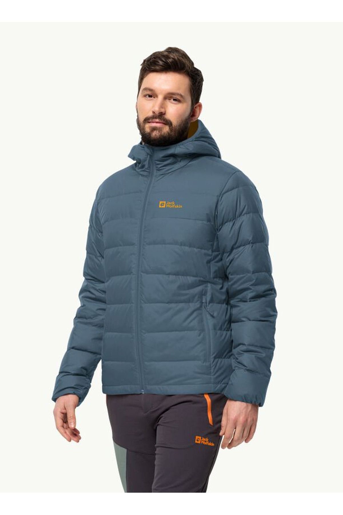 ژاکت یقه دار مردانه آبی سرمه ای 1207671_C0412ATHER DOWN HOODY M Jack Wolfskin