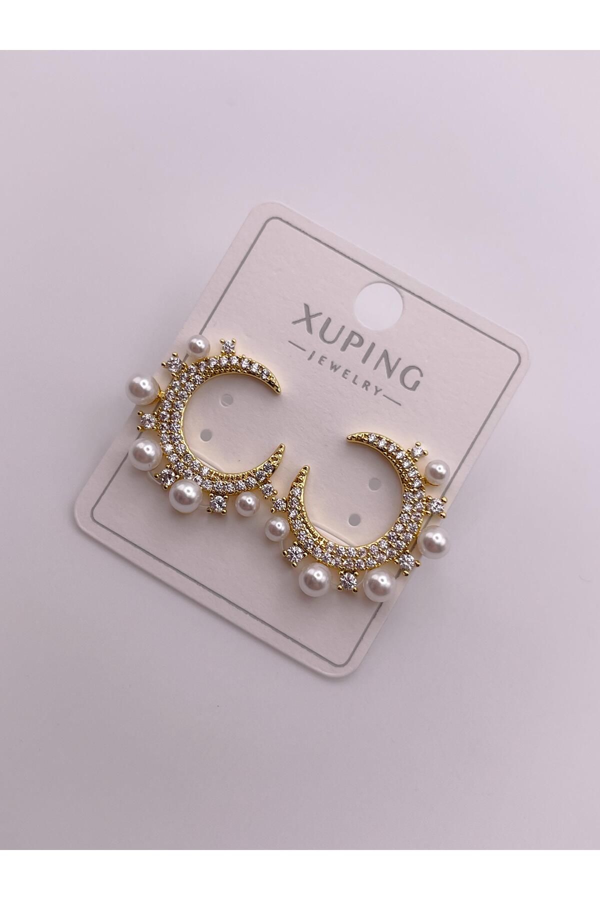 Trinos-Steel Earrings Crescent Earrings with Pearls 7