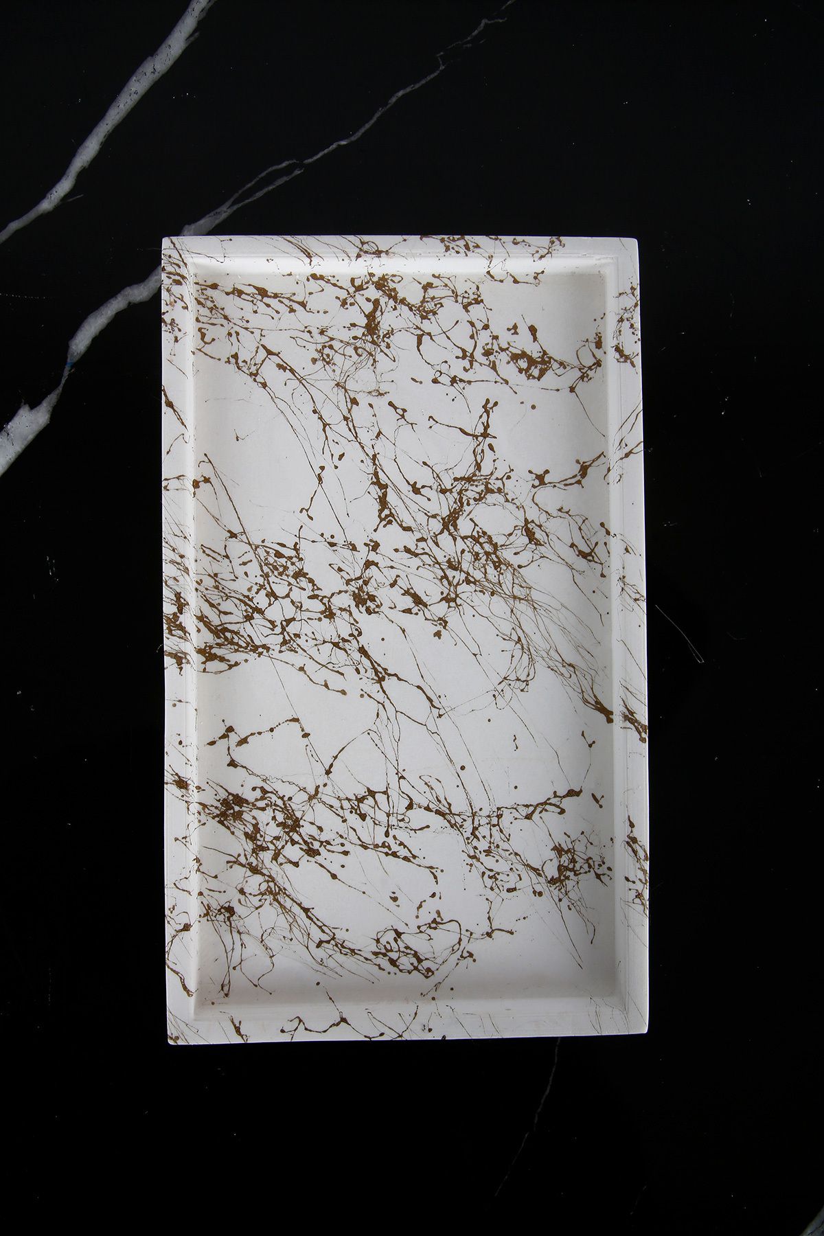 betonmall-Marble Patterned Concrete Presentation Plate Decorative Presentation Tray 15x25 Cm 2