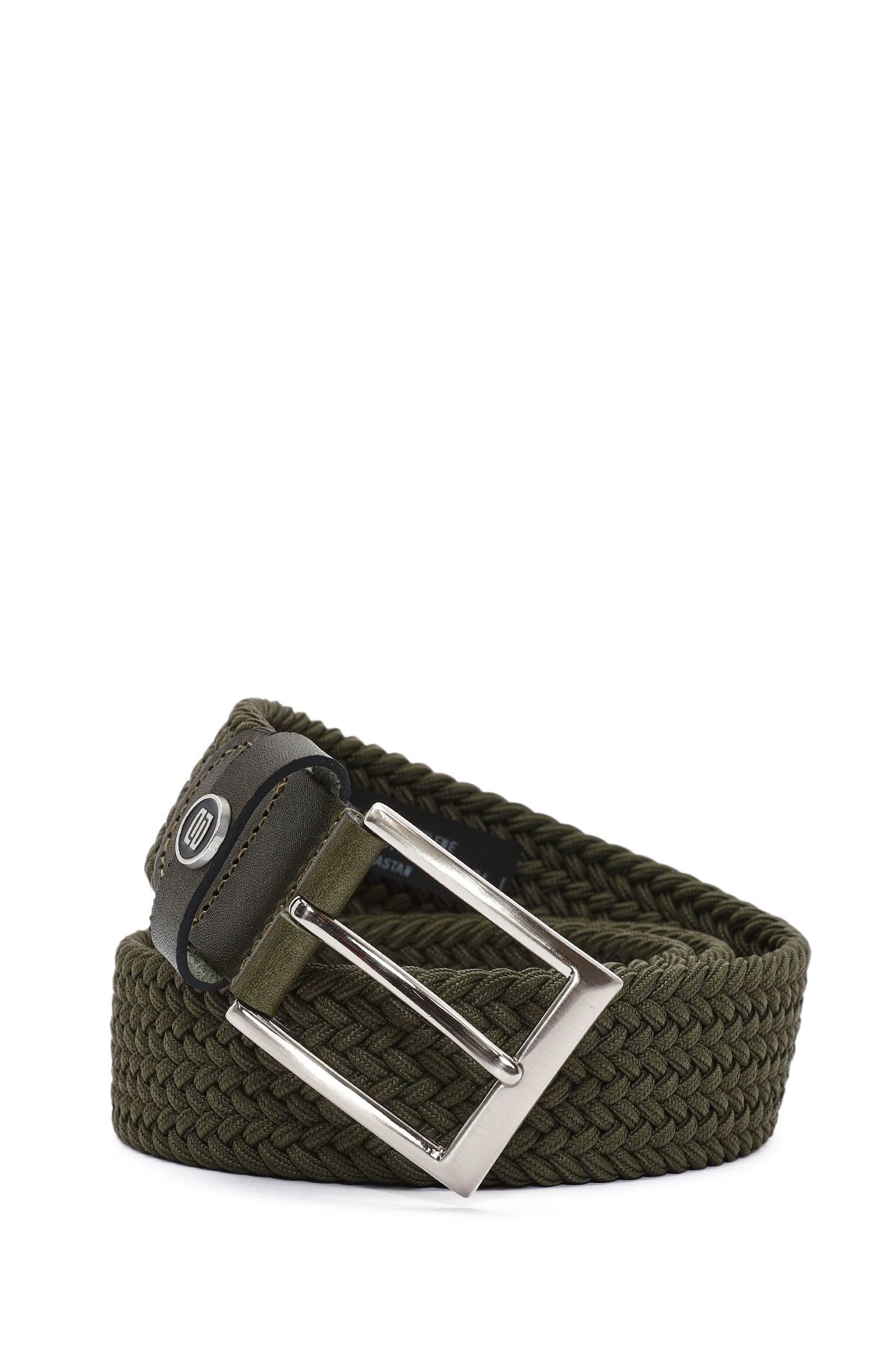 Derimod-Men's Green Braided Leather Belt 000A2D 1400229 1