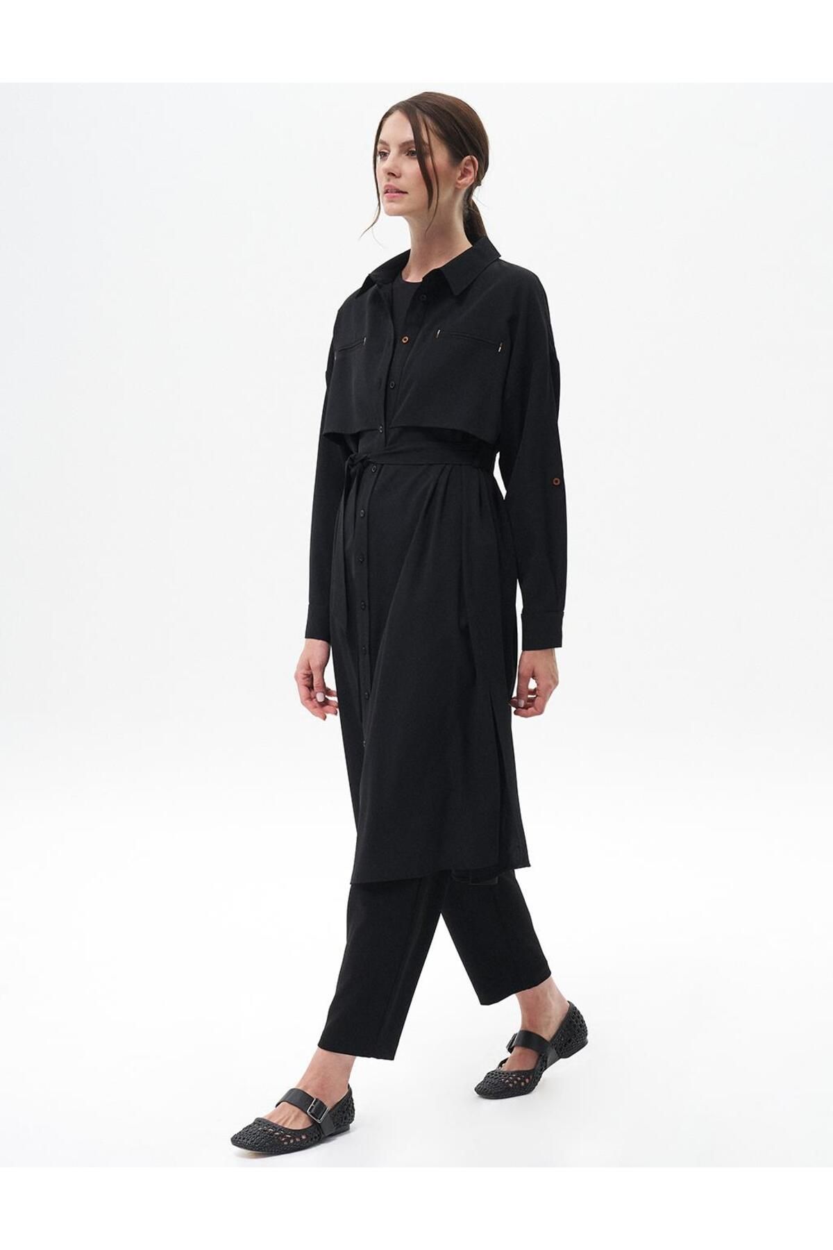 Kayra-Black Long Tunic - Fleto Pocket 2