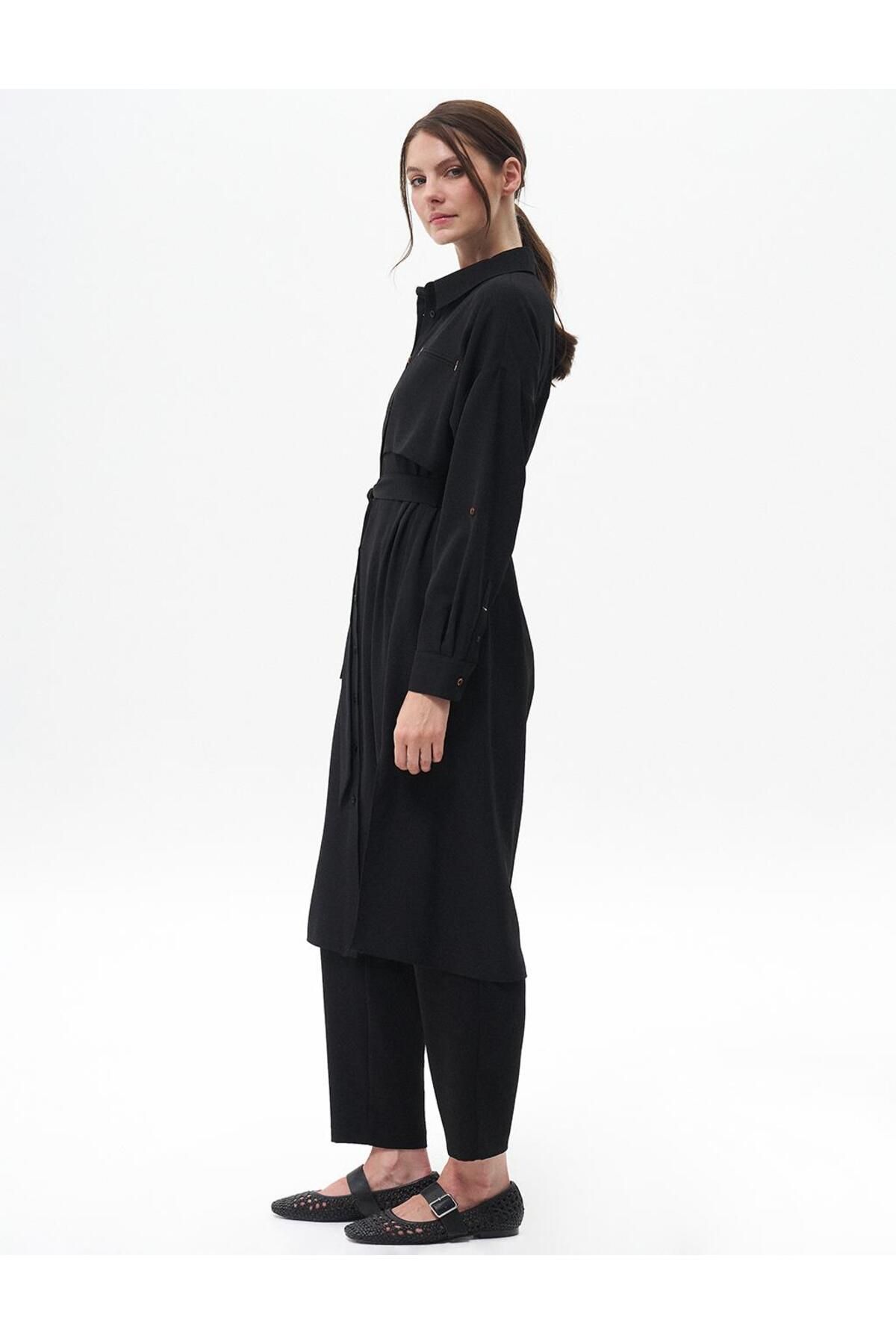 Kayra-Black Long Tunic - Fleto Pocket 7