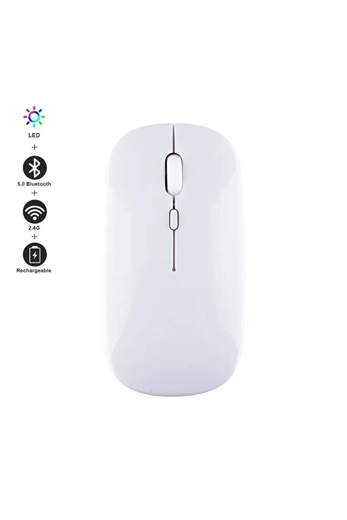 YİĞİT GSM TM-12 Ergonomik Uyumlu  RGB Işıklı Kablosuz Optik Mouse Beyaz