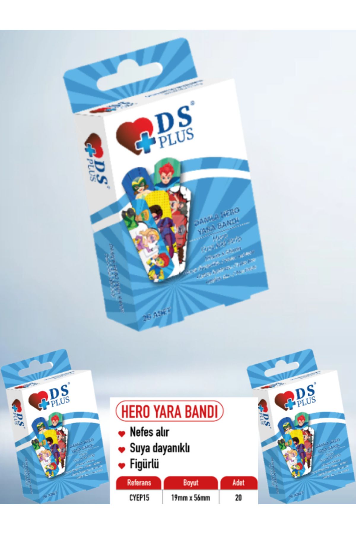 DS Sağlık Yara Bandı HERO First Aid Strip 19mm x 56 mm 20 ADET