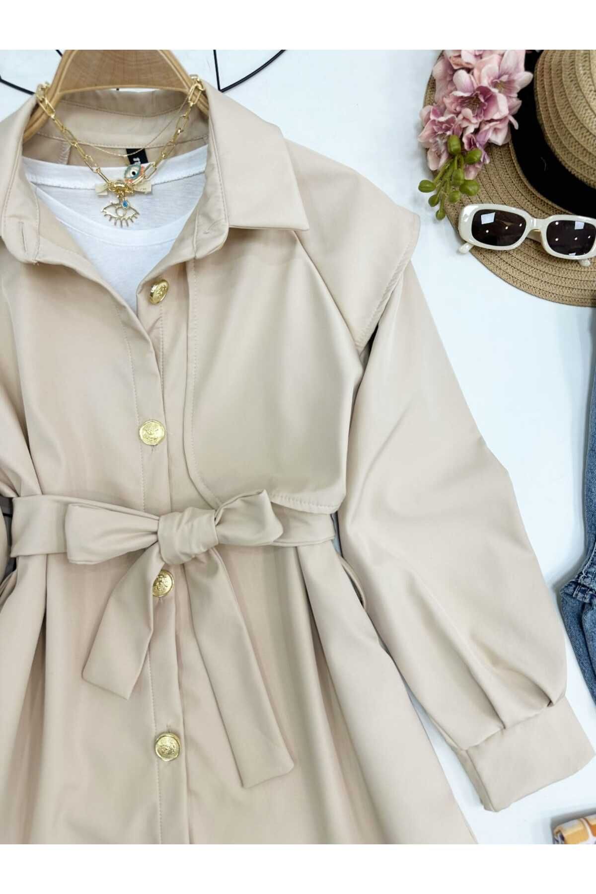 YEDİLALE-Stylish Trench Coat with Windbreaker Detail 2