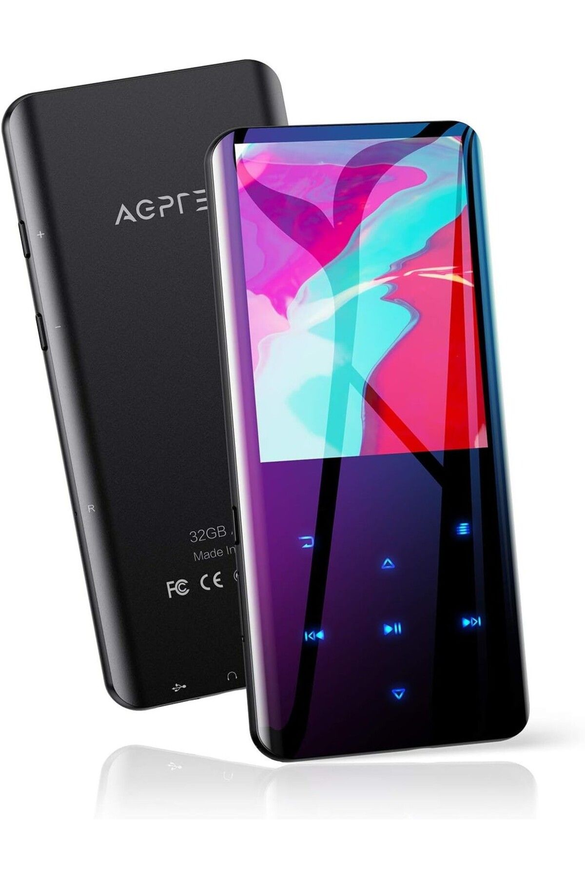 AGPTEK 32GB MP3 Çalar Bluetooth 5.0, 2.4" Kayıpsız Ses, FM Radyo, Ses Kaydedici