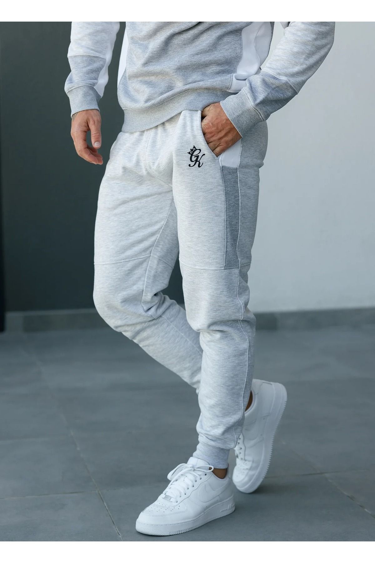 GYM KING-Minefield Crew Tracksuit Snow Marl 4