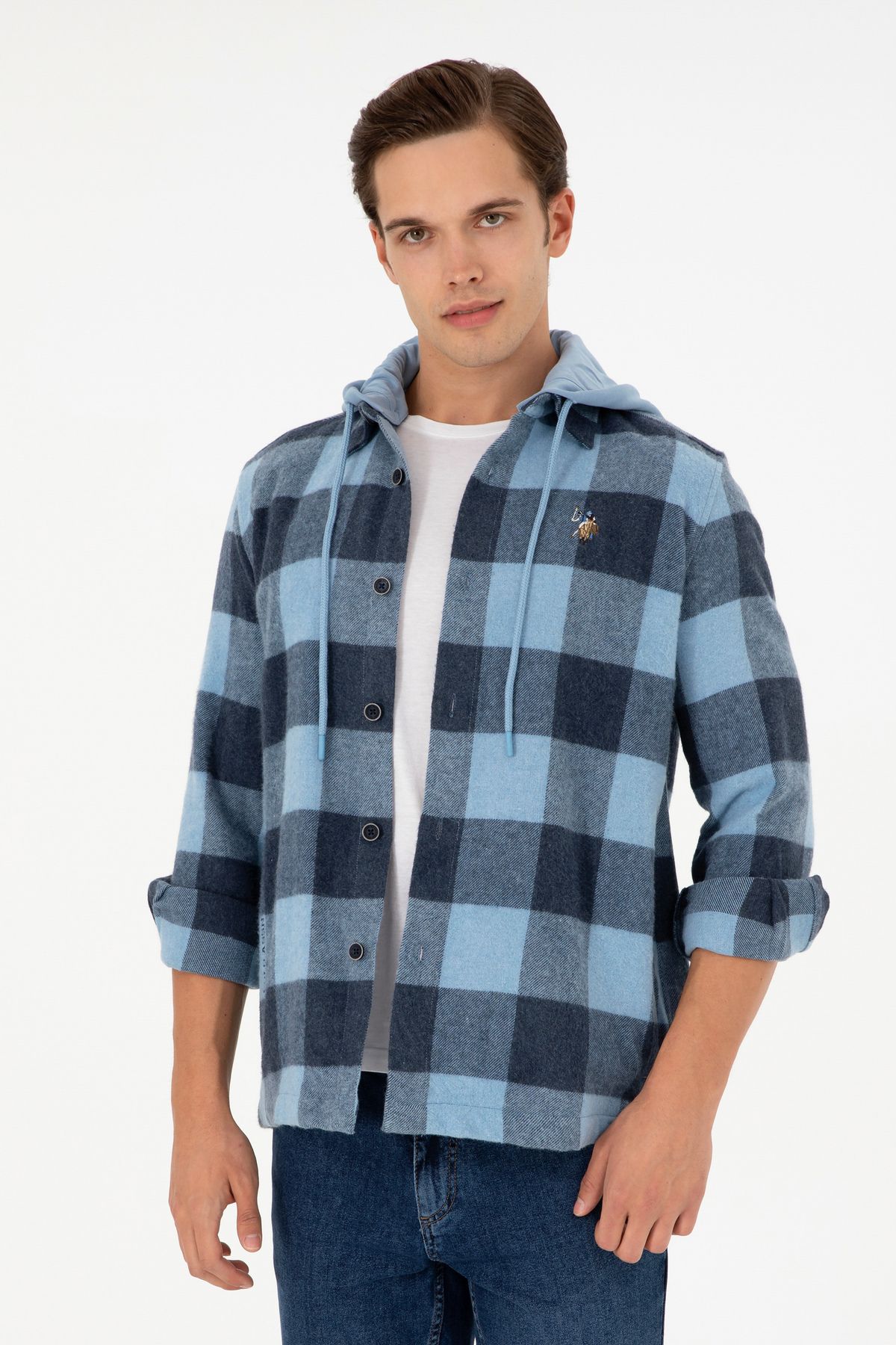 پیراهن آستین بلند مردانه آبی تیره 50290280-VR032 U.S. Polo Assn.