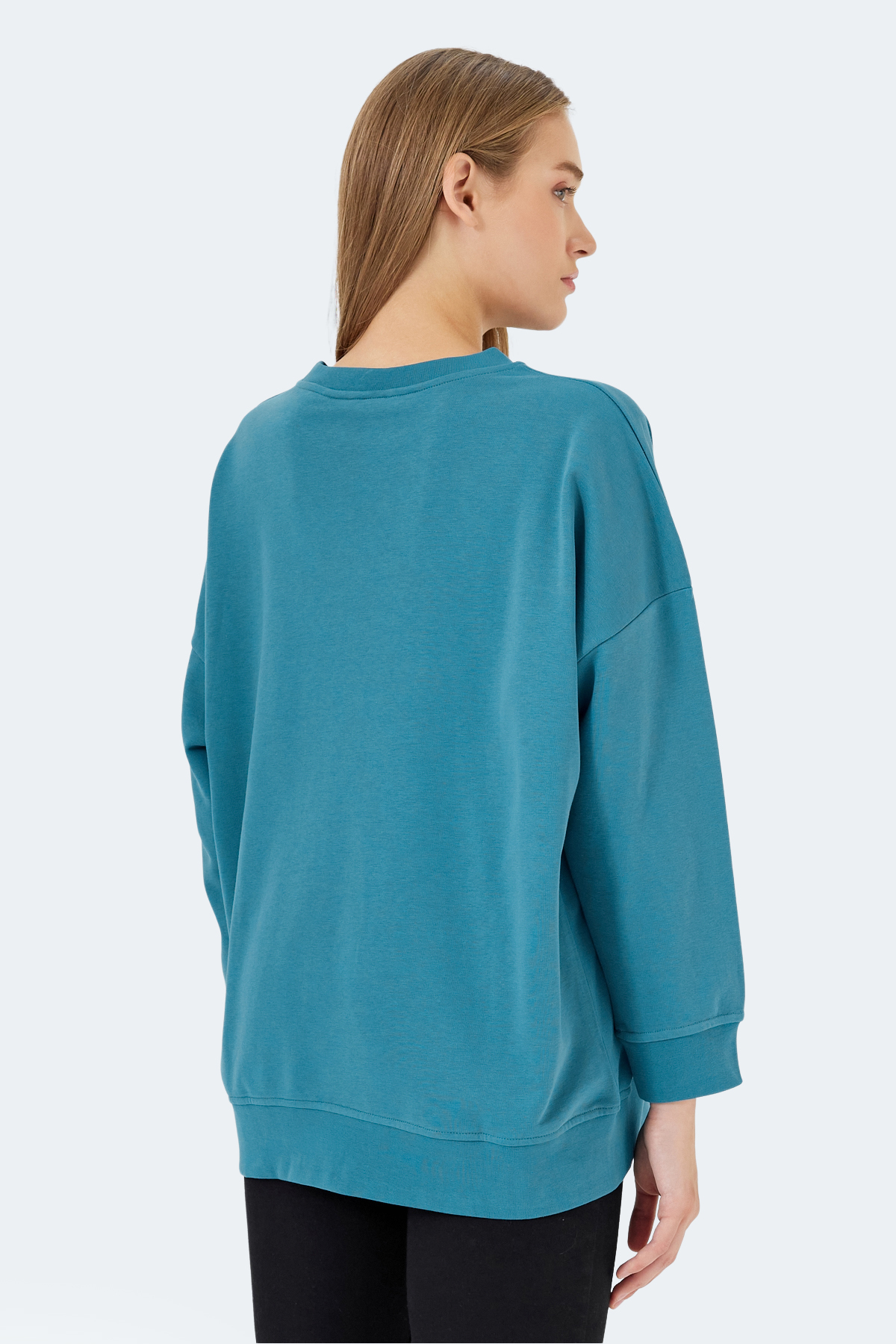 Slazenger VIKENTI SW Oversize Kadın Cepli Oversıze Petrol Sweatshirt görsel 2