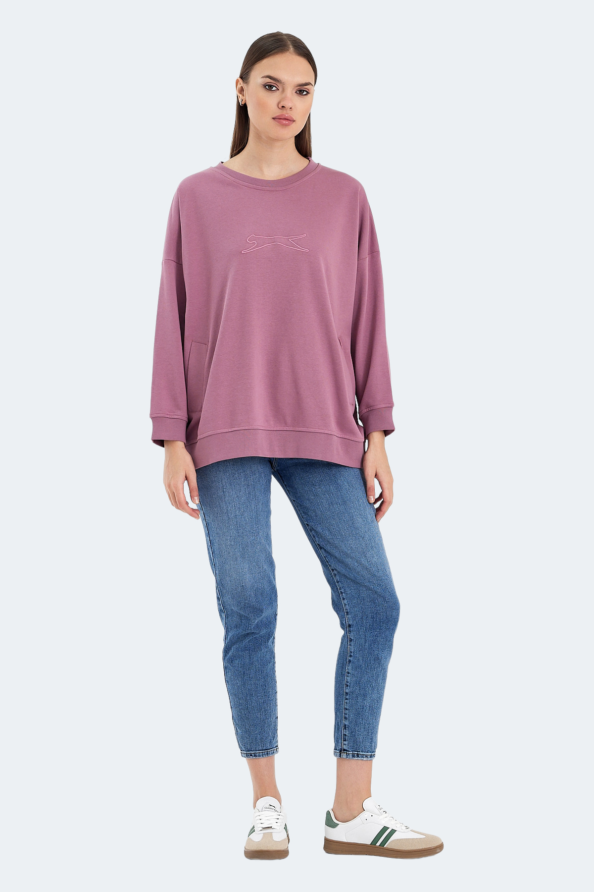 Slazenger VIKENTI SW Oversize Kadın Cepli Oversıze Gül Sweatshirt görsel 7