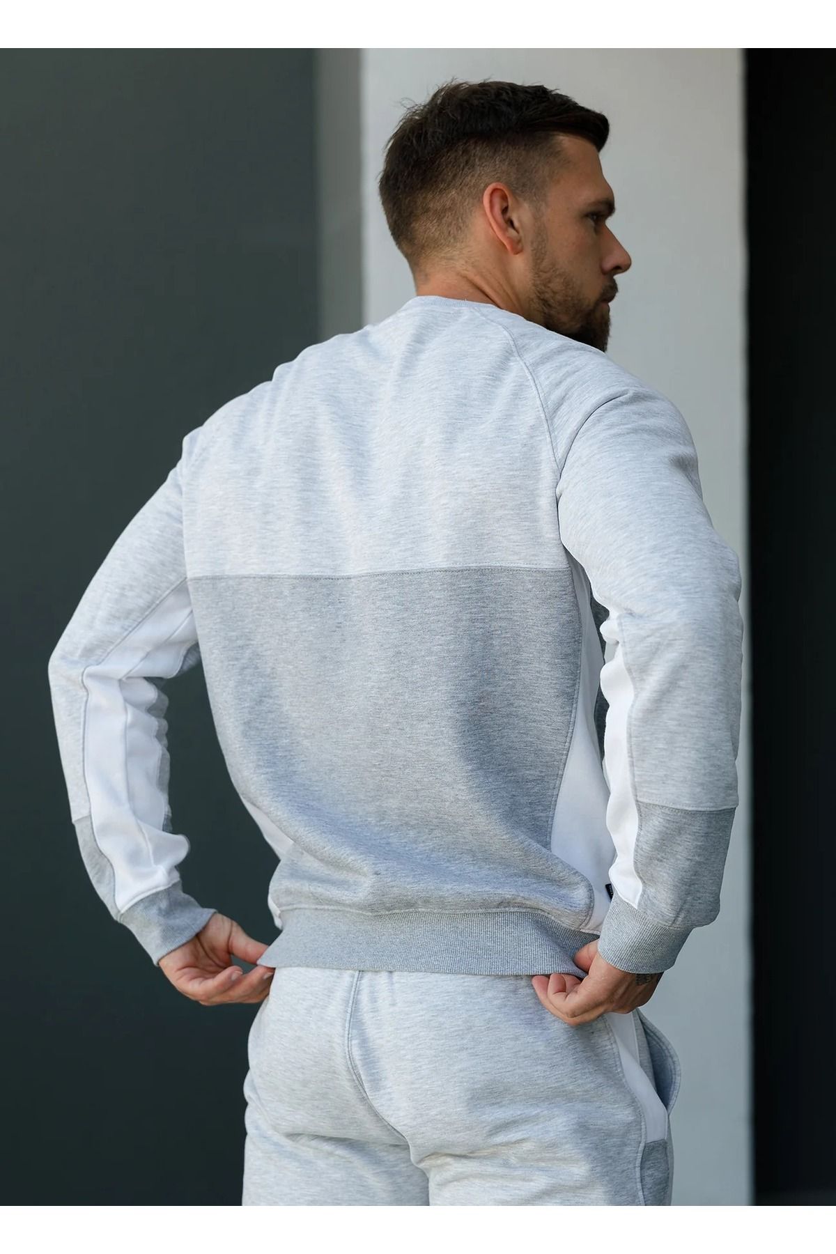 GYM KING-Minefield Crew Tracksuit Snow Marl 3