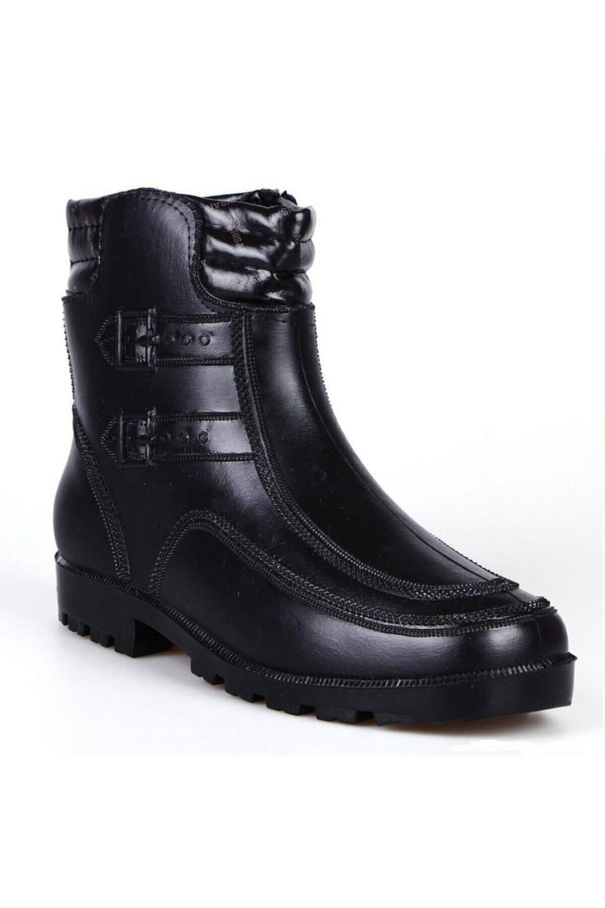 ARISAN  Erkek Siyah Fermuarlı Su Geçirmez Lastik Çizme Kar Botu - Görsel 6