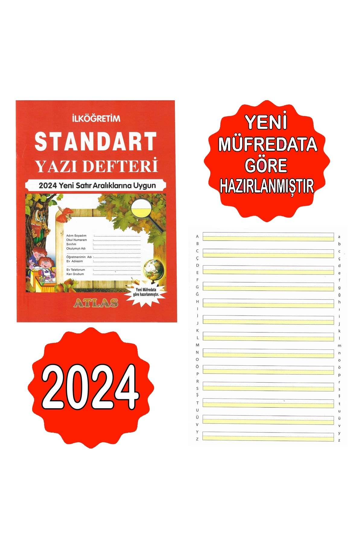 Atlas-Elementary 2024 New Standard Writing Pads Suitable for Line Ranges 3 Pieces 4