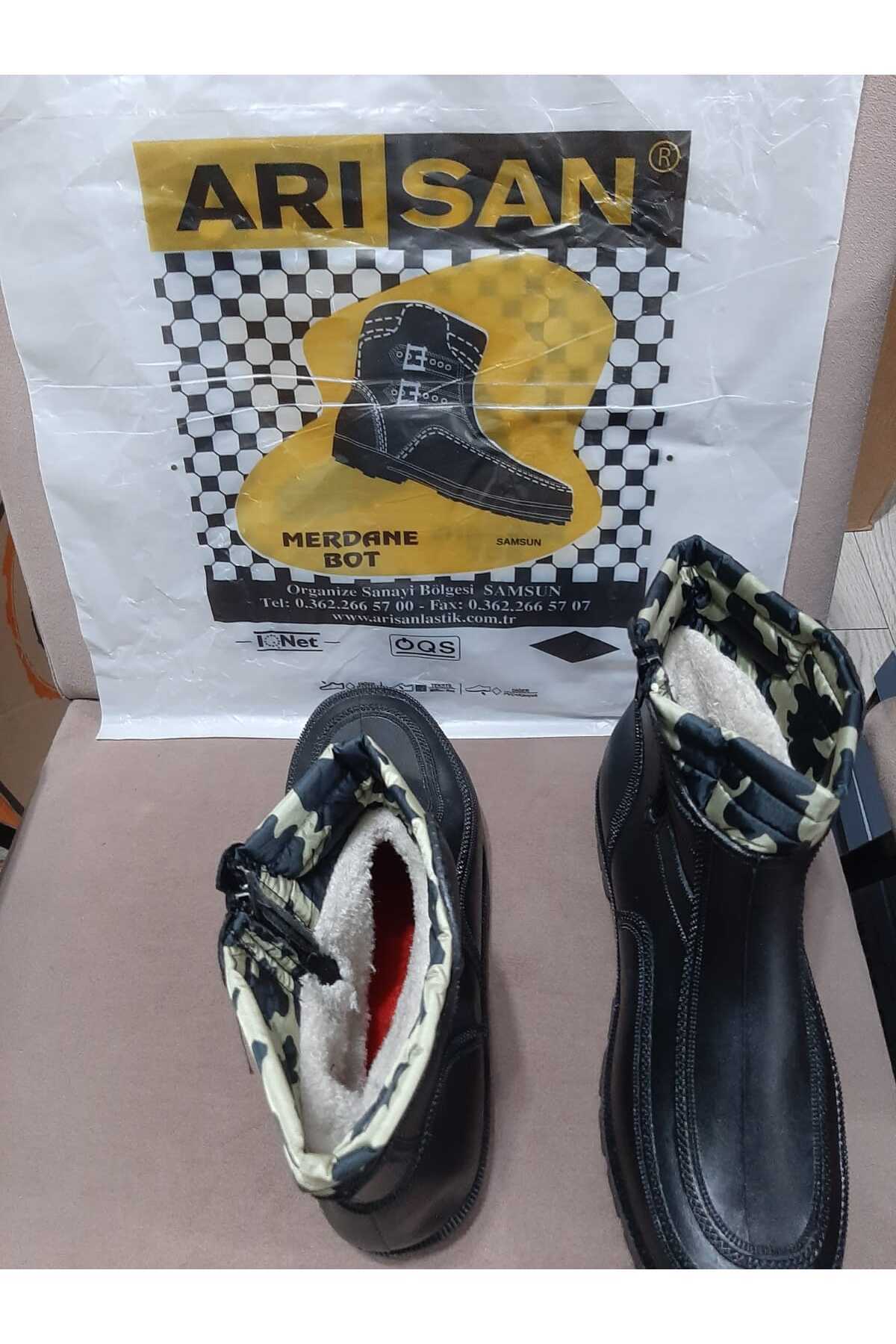 ARISAN  Erkek Siyah Fermuarlı Su Geçirmez Lastik Çizme Kar Botu - Görsel 4