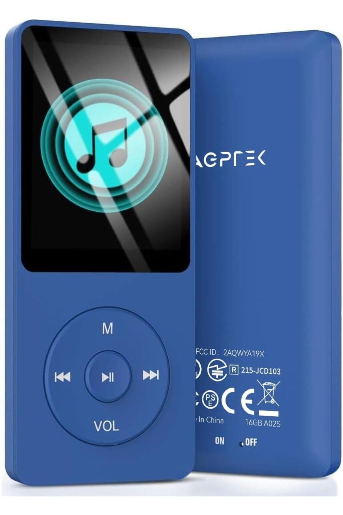 AGPTEK A02 MP3 Kayıpsız Ses Müzik Çalar - 16GB Dahili, 70 Saat Oynatma Süresi