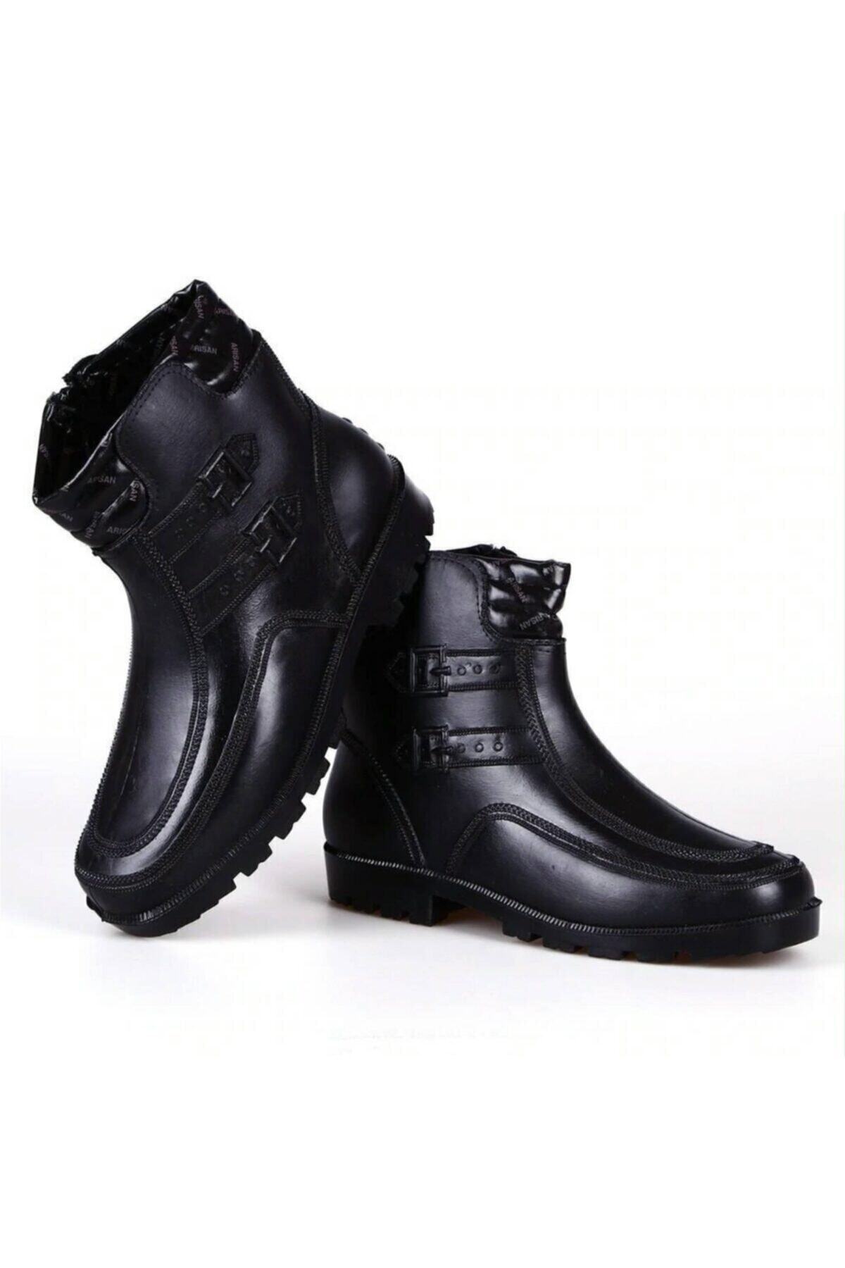 ARISAN  Erkek Siyah Fermuarlı Su Geçirmez Lastik Çizme Kar Botu - Görsel 5