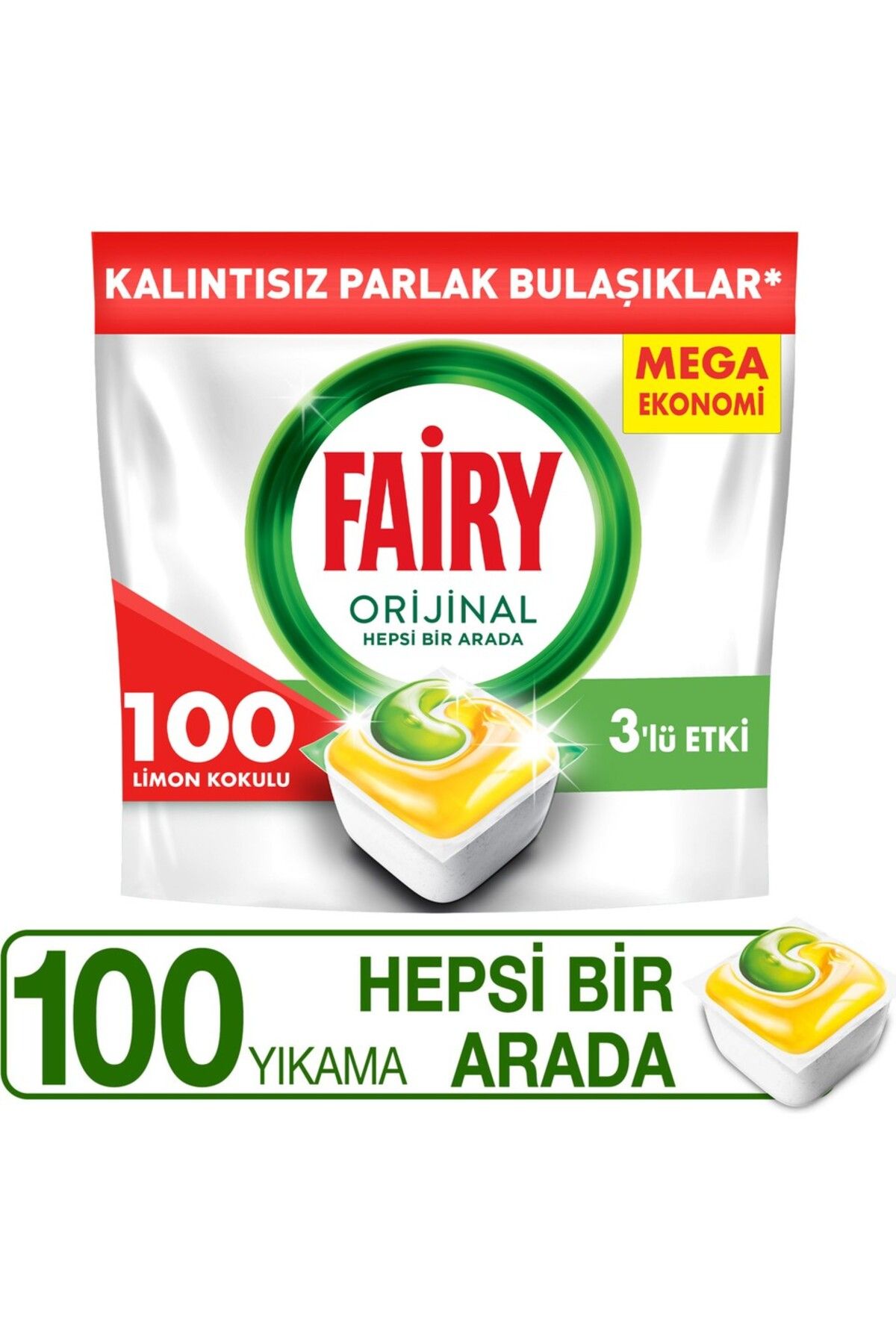 Fairy Hepsi Bir Arada Bulaşık Makinesi Deterjanı Kapsülü Limon Kokulu Tablet