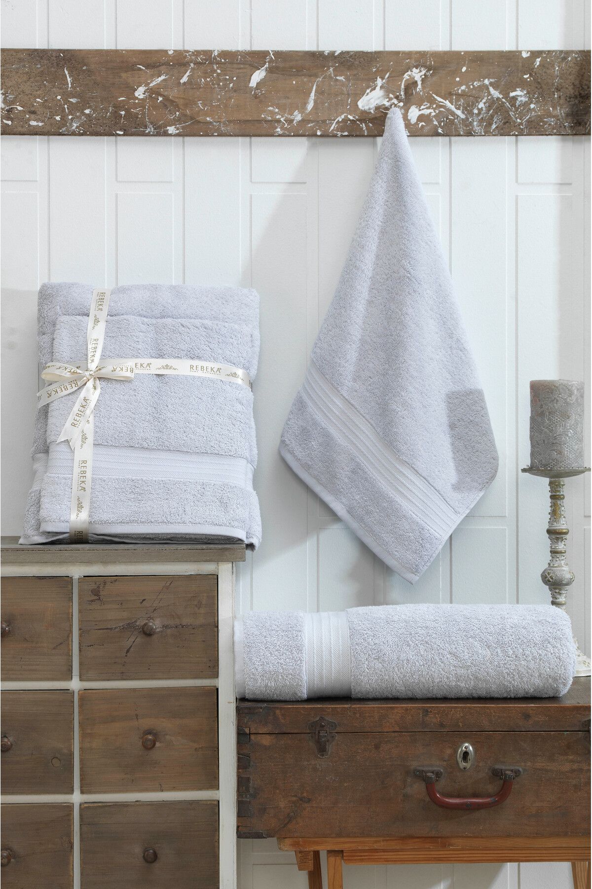 Rebeka-2-Piece Battal Bath Towel Set Light Gray 1