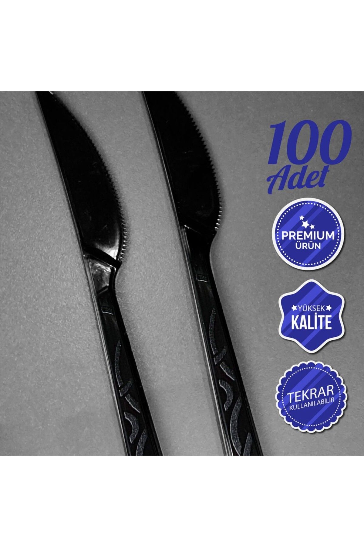 Stylish Plastik Premium Lüks Bıçak 100 adet (Siyah)
