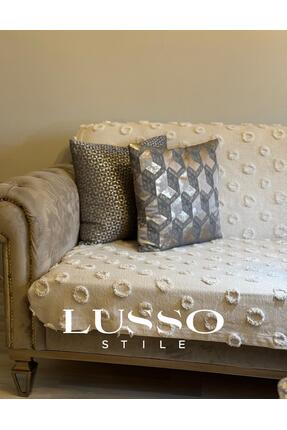 lusso stile Ponpon Koltuk Örtüsü Taş Rengi 180 X 240