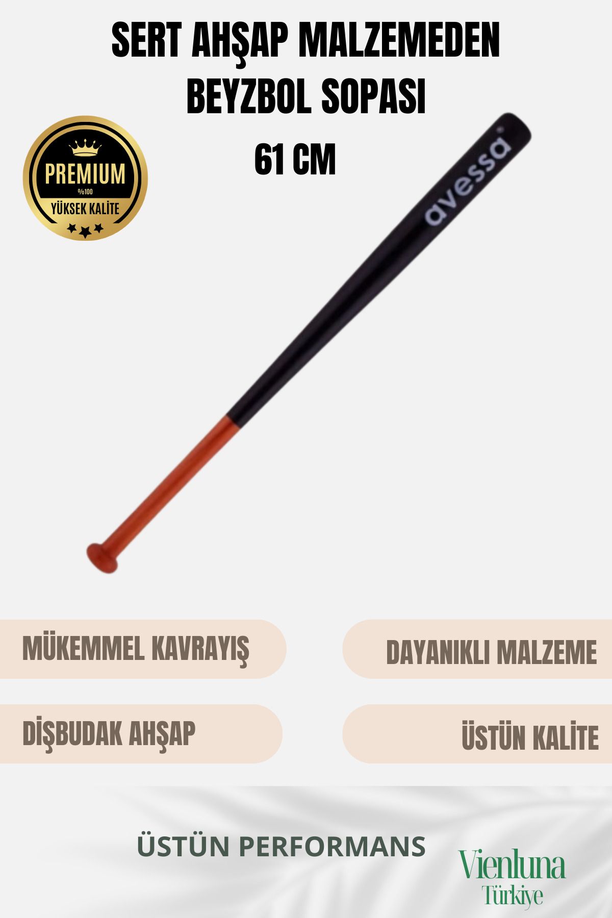 vienluna Özel Üretim Mükemmel Kavrayışlı Kırılmaz Dayanıklı Kaliteli Ahşap 28" Baseball Beyzbol Sopası 61 Cm