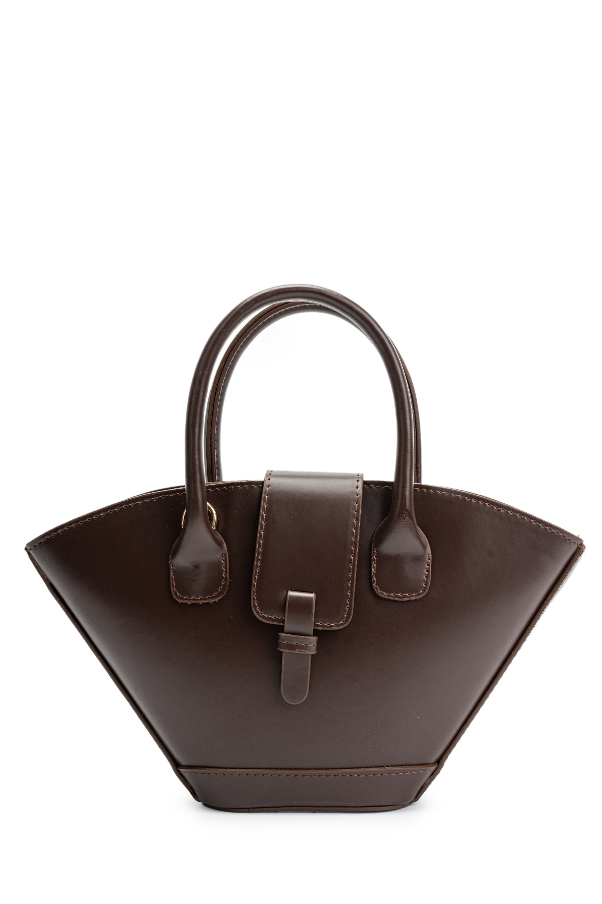 Golden-Women's Shoulder Bag - Asymmetrical Cut, Brown 5