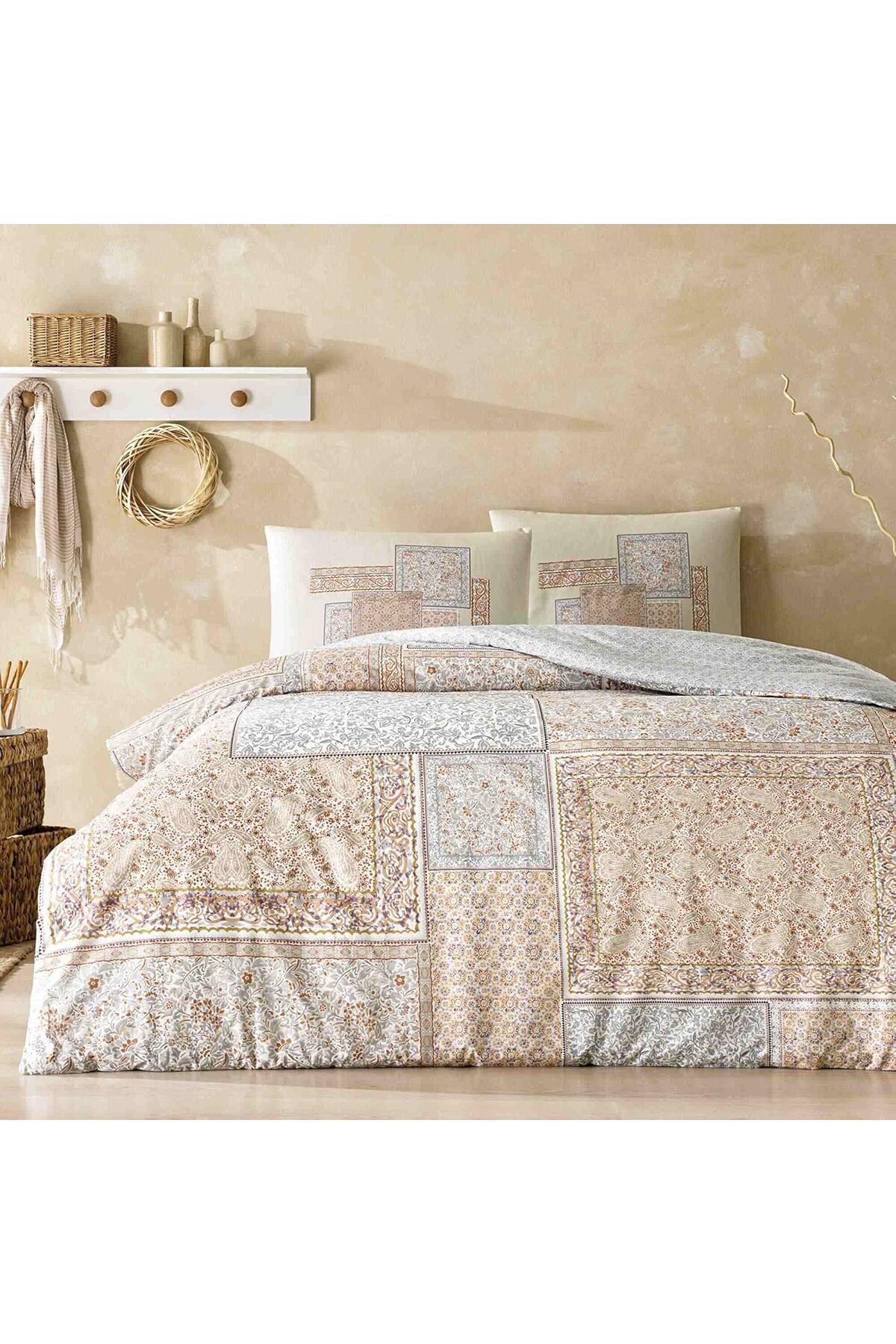 STOREMAX Agate Etnik Desenli%100 Pamuk Nevresim Takımı, Kiremit, Tek Kişilik Desing 266450