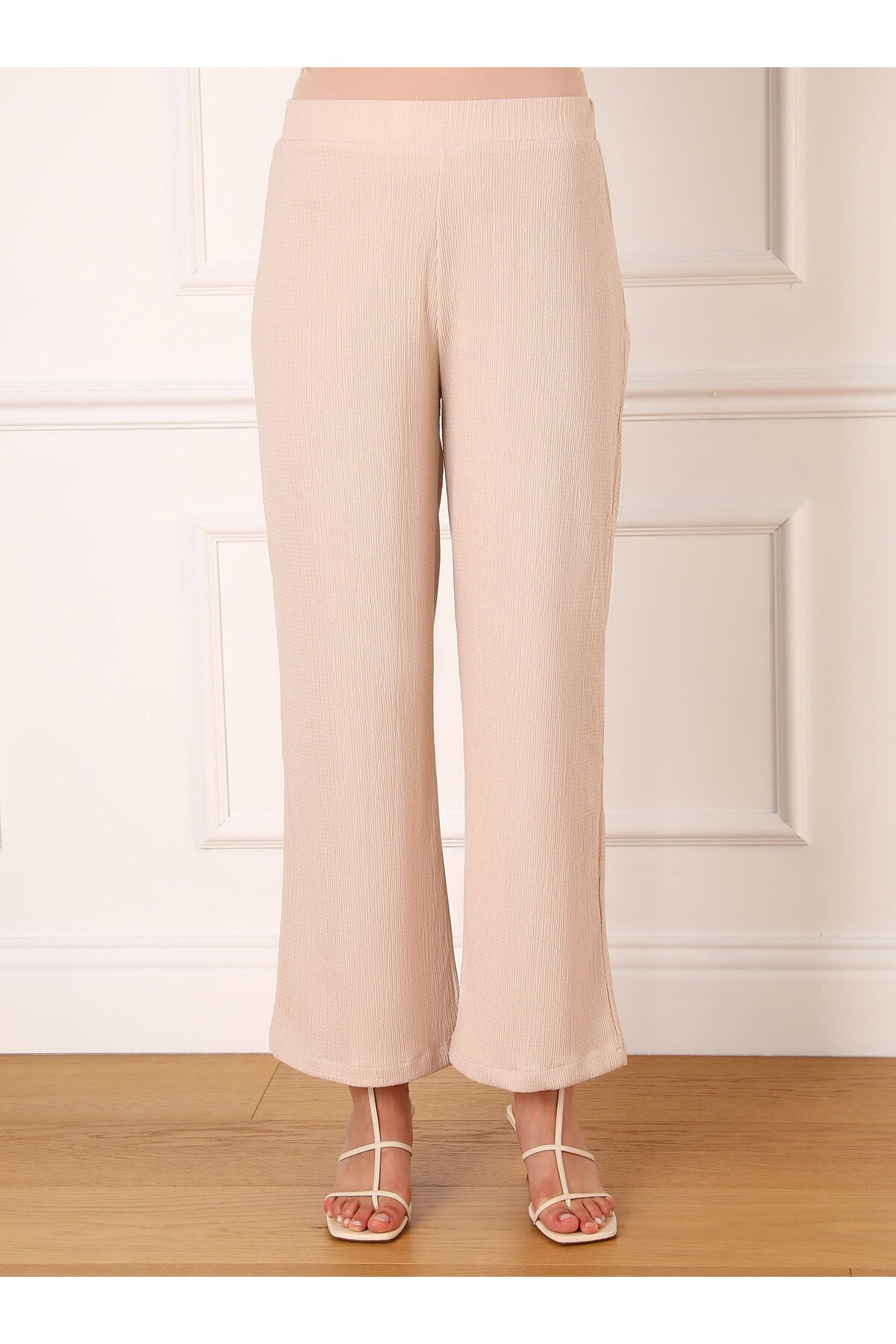 Refka-Balloon Sleeve Tunic and Trousers Set - Belt Detailed - Beige - Refka 7