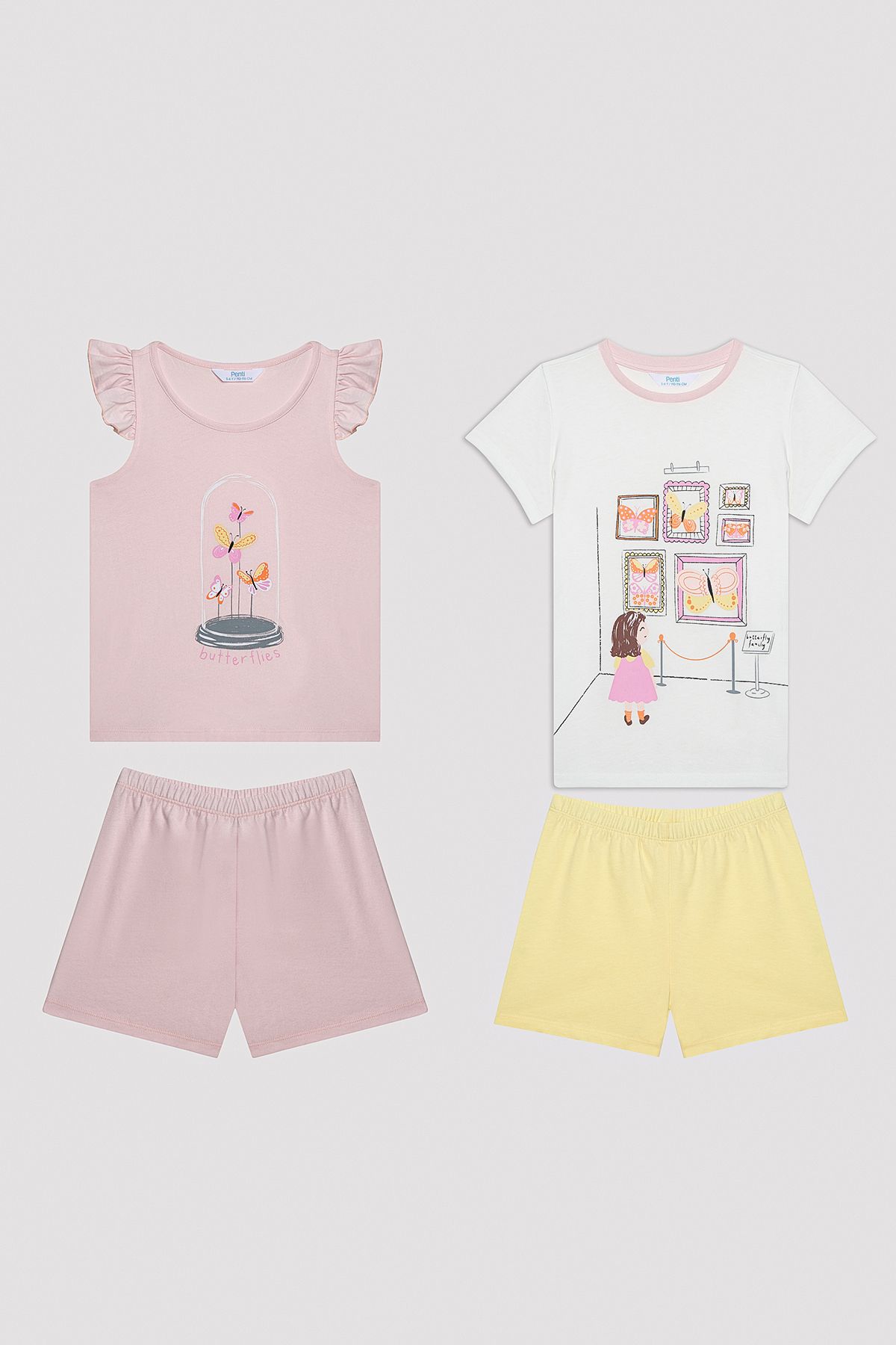 Penti Set De Pijamale Multicolore 2 Piese Pentru Fetiță Fluture Femeie - 6-7 ani