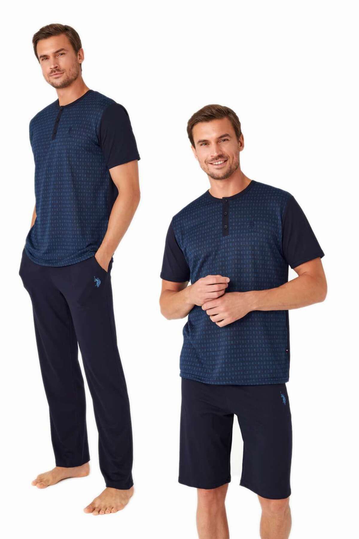 ست پیژامه آبی مردانه پولو اسن ایالات متحده لباس خواب 3 تیکه 12031 سرمه ای U.S. Polo Assn.