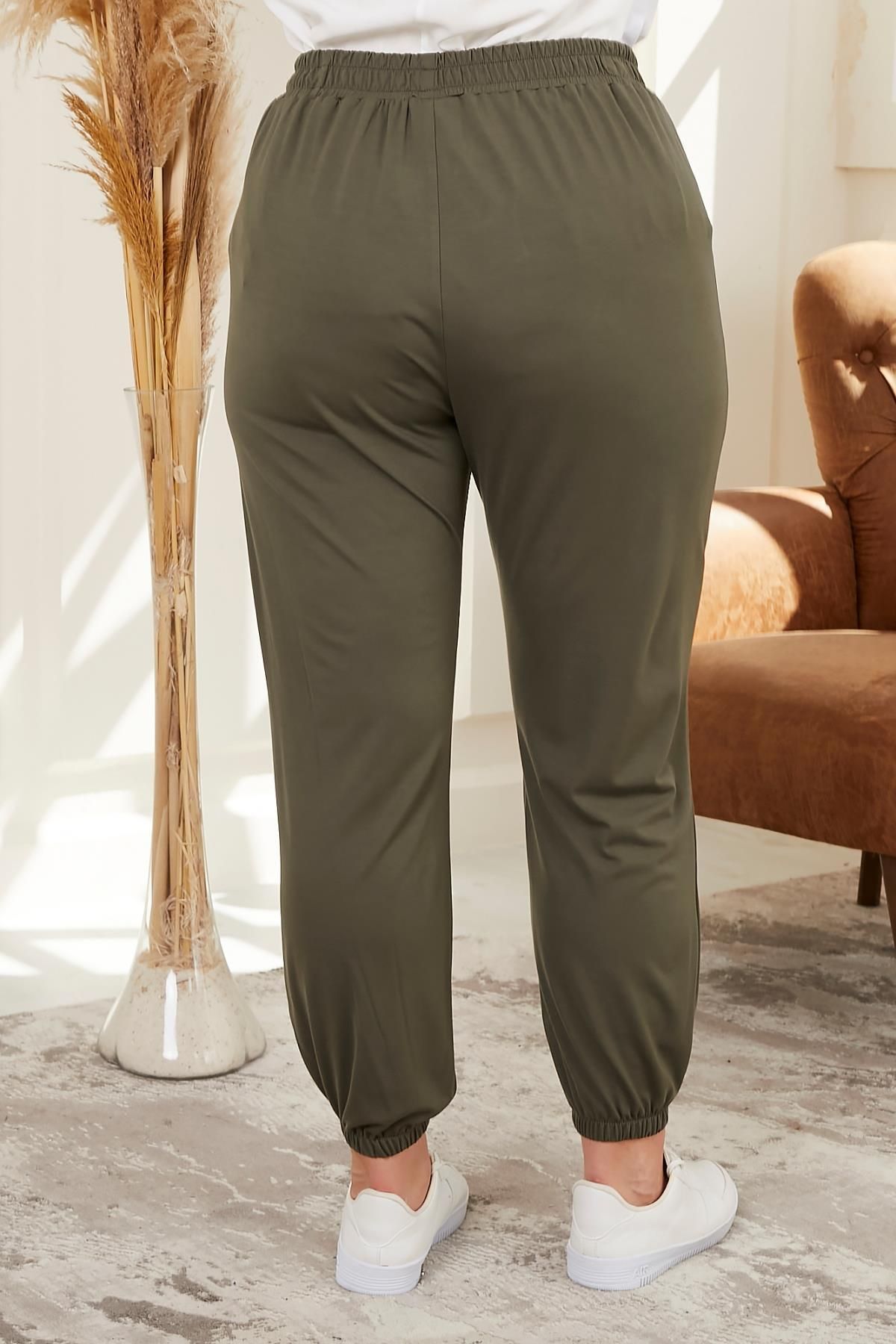 RMG-Modal Large Size Khaki Trousers with Elastic Legs and Waist 6