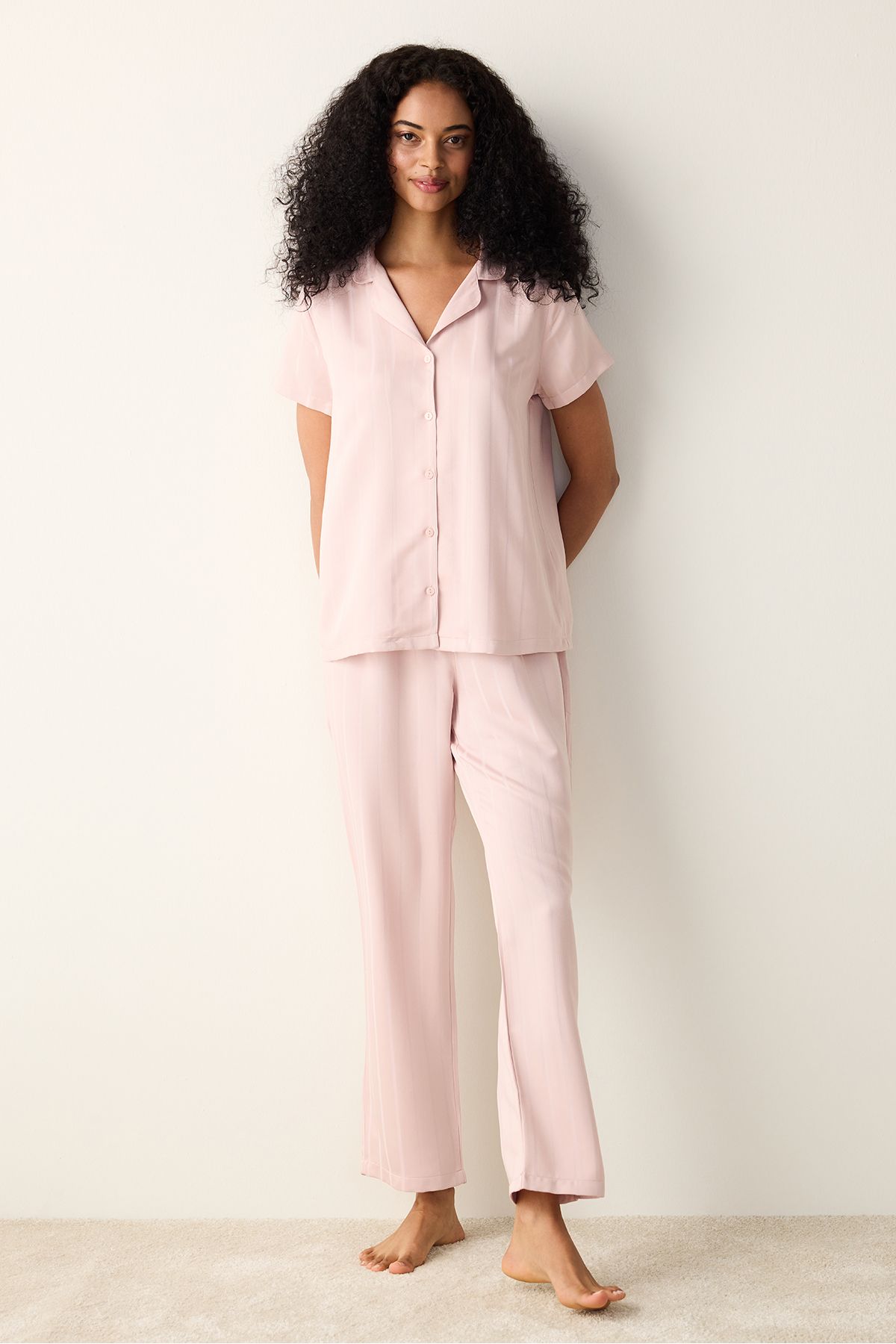 Penti-Pink marGot Satin Shirt and Pants Pajama Set 1