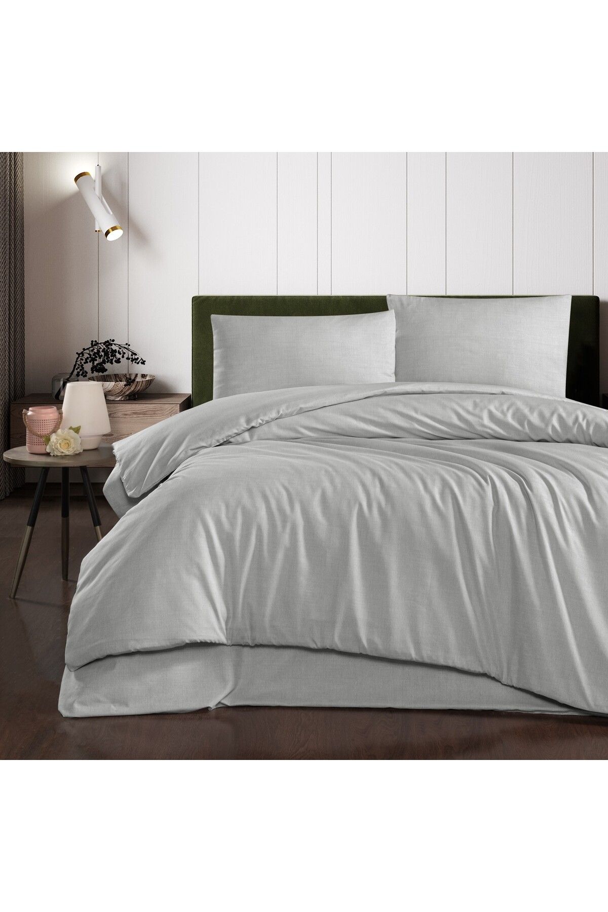 Soft Colours-Mint Colored Double Cotton Duvet Cover - 200X220 cm 1