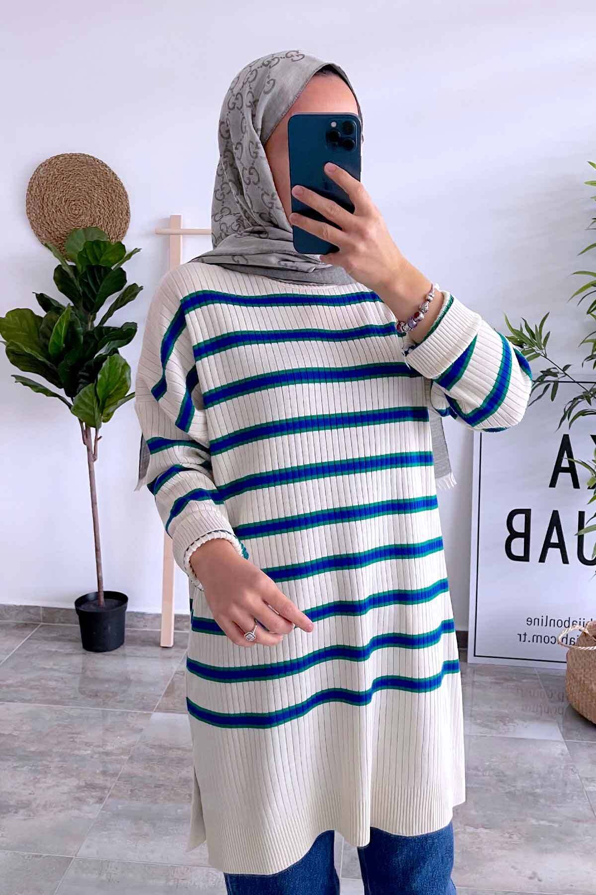 Ka Hijab Lady Tesettür Triko Tunik - Mavi