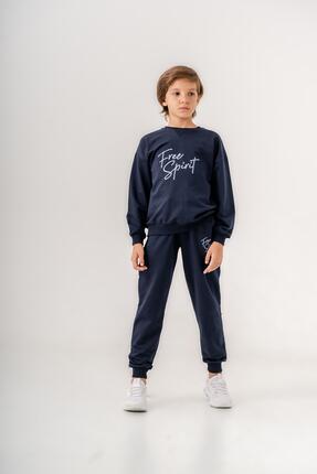 Mışıl Kids Göğüs Yazı Baskılı Bacak Baskı Detaylı Erkek Çocuk Alt Üst Eşofman...