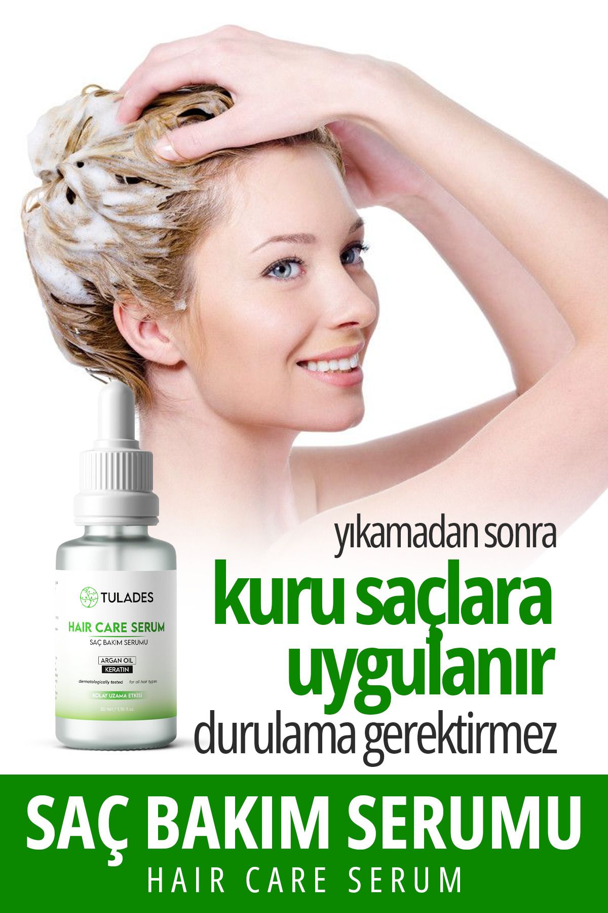 TULADES Hızlı Saç Uzatma Serumu, Argan Ve Keratin Özlü Dökülme Karşıtı 30 ml (ÖZEL FORMÜL)-2