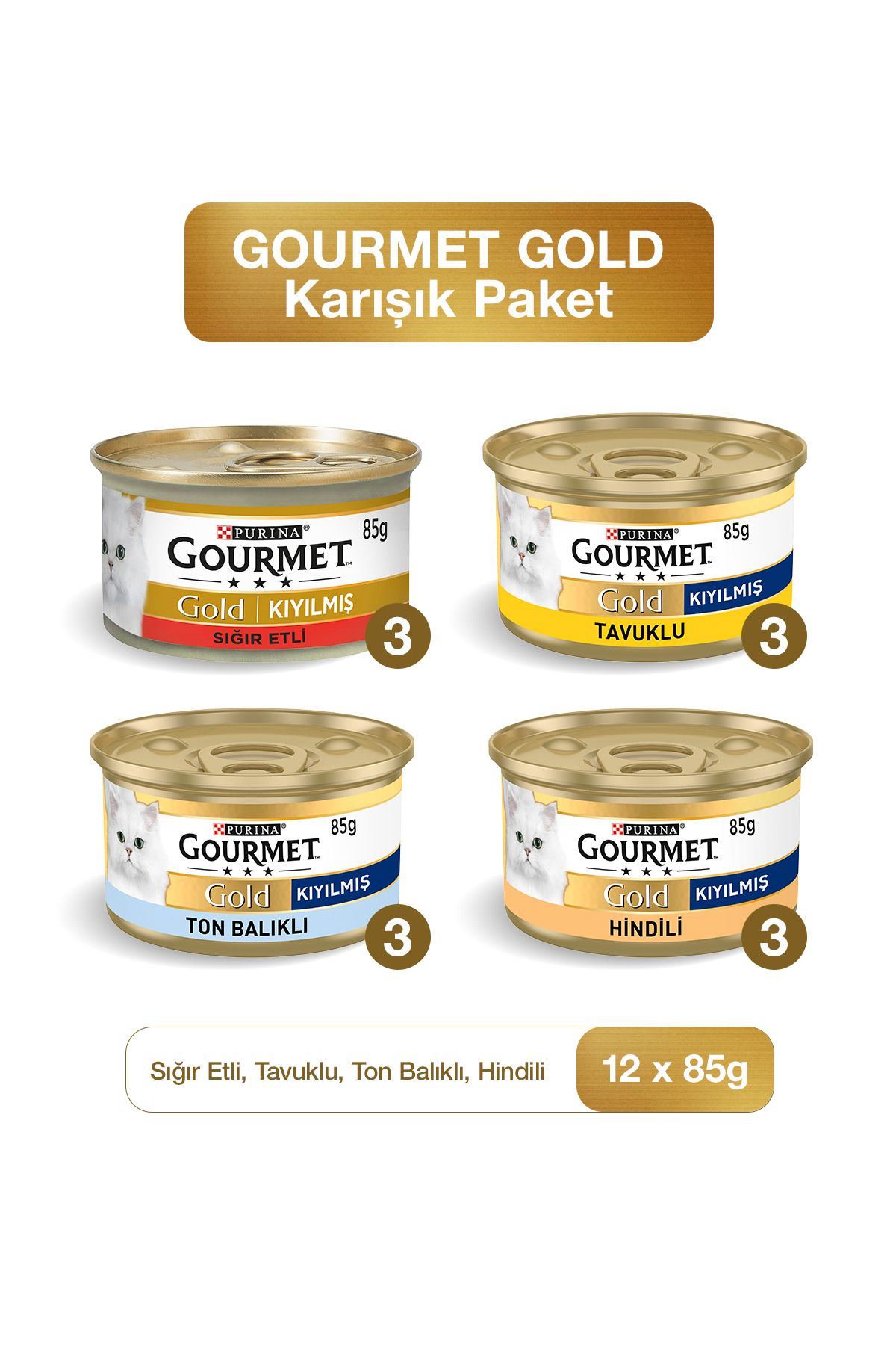 Gourmet Gold Karışık Kedi Konserve Maması 85g X 12adet Ekonomik Paket