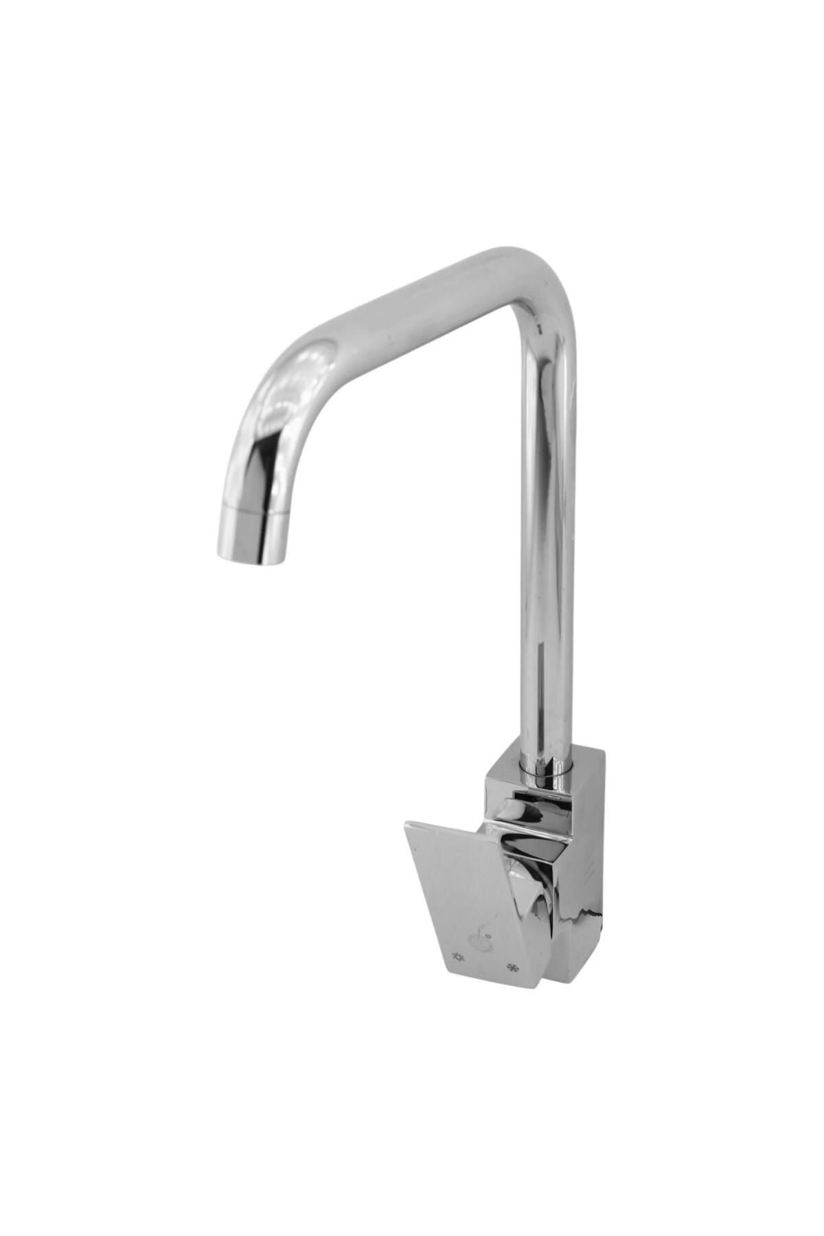 Badem10-1.390 kg Fountain Chrome Colored Quality Sink Faucet - Bathroom Kitchen Sink Faucet with Hot Cold Water Inlet 5