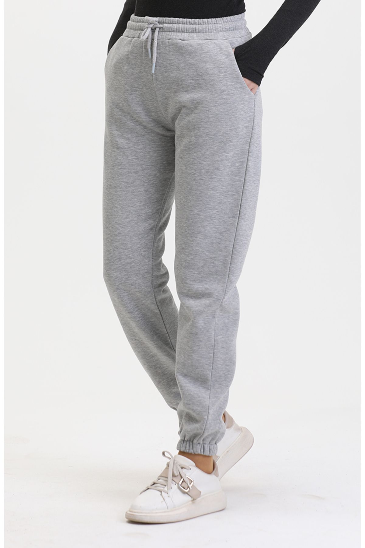 sefamerve-Gray Three Thread Combed Cotton Sweatpants - 10400-03 2