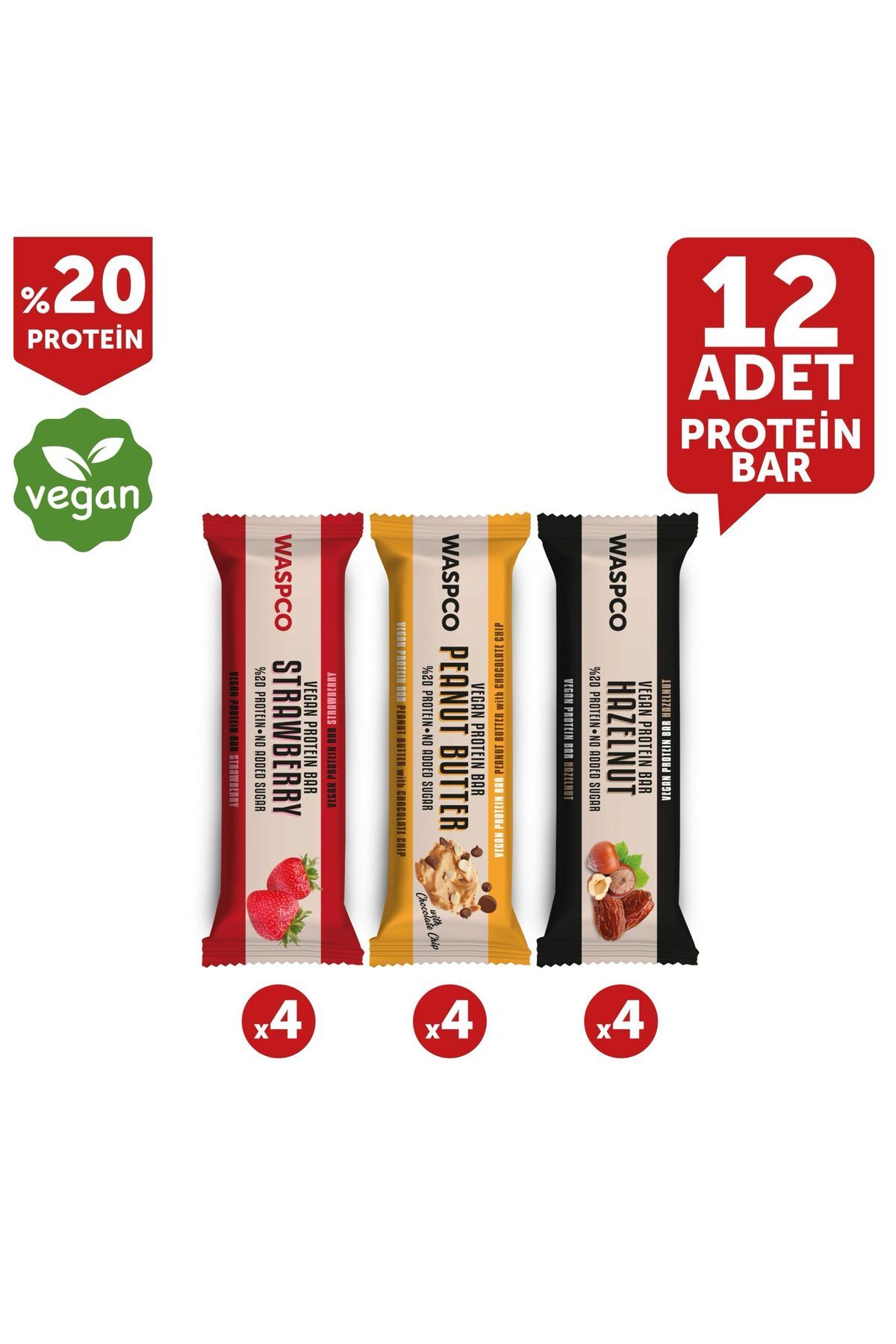 Waspco Vegan Protein Bar Karma Paket 40g x 12 Adet