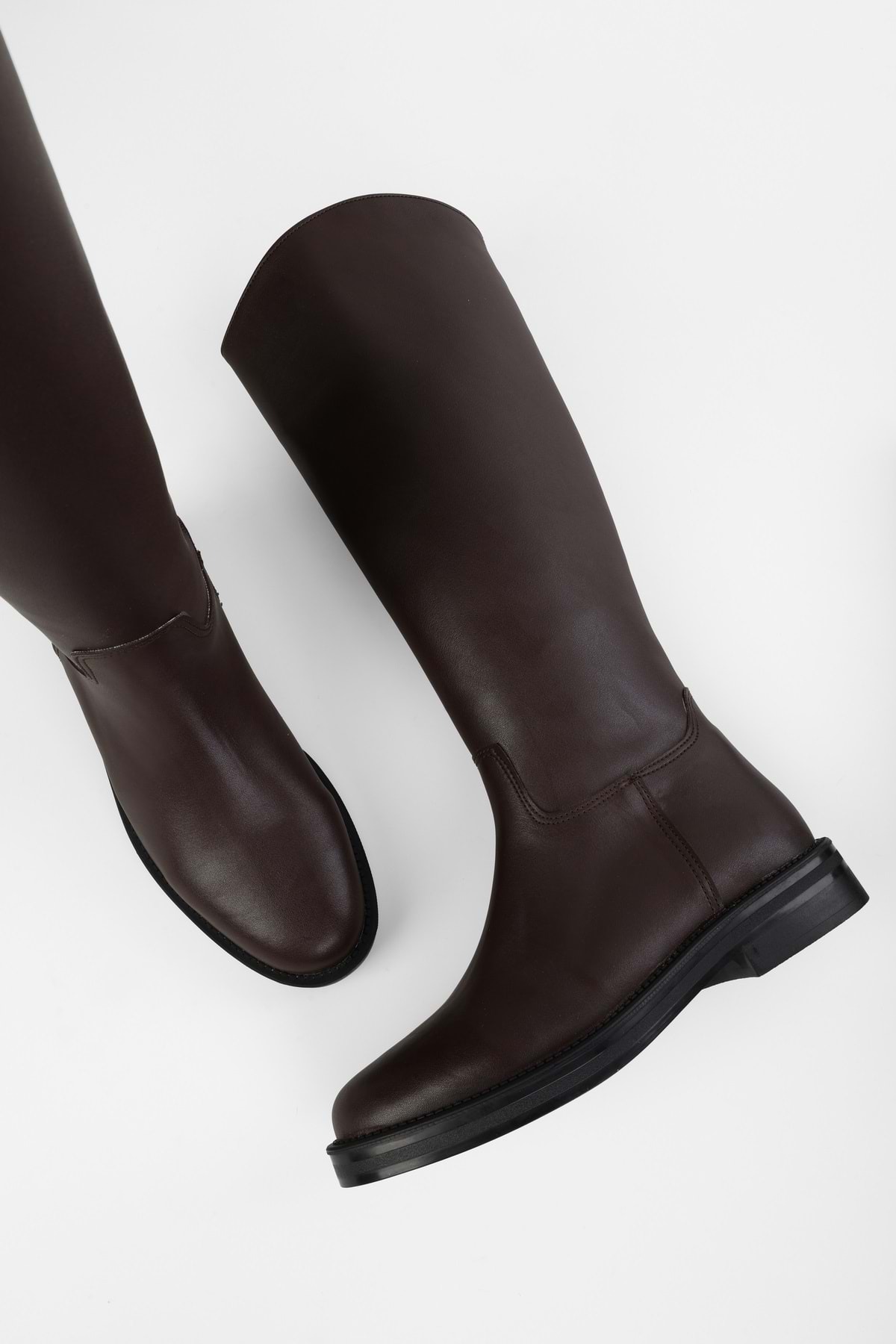 Shoeberry Kadın Topaz Kahve Cilt Fermuarlı Çizme görsel 5