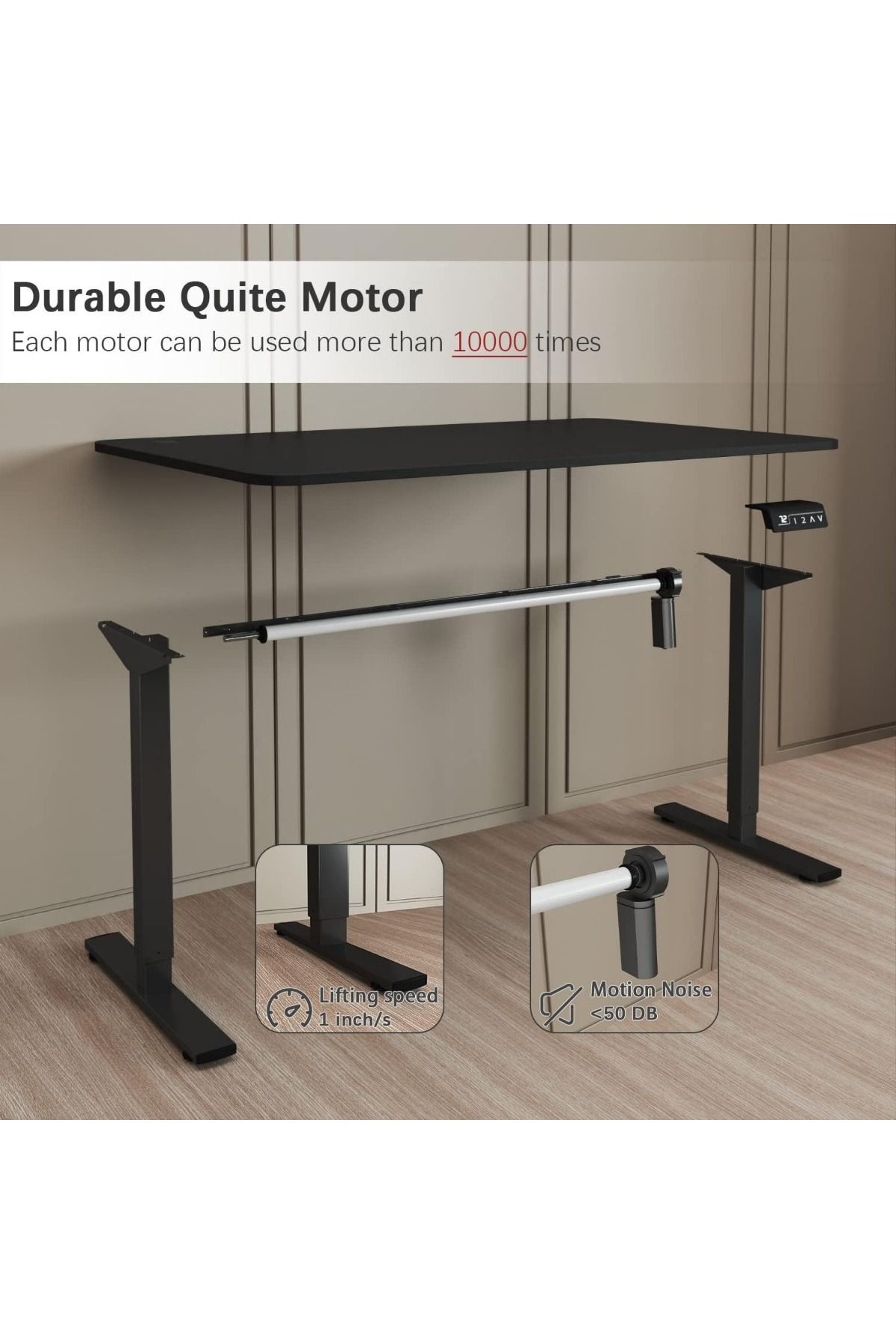 Mahmayi-Simplistic Black Standing Desk with Adjustable Legs Ideal for Home and Office 6