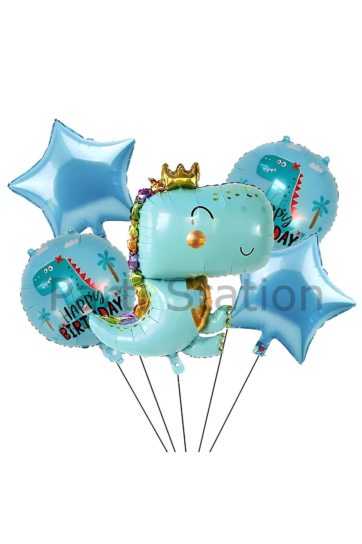 Partifest Yeşil Dinozor Balon Set Sevimli Dinozor Konsept Doğum Günü Balon Balon Set