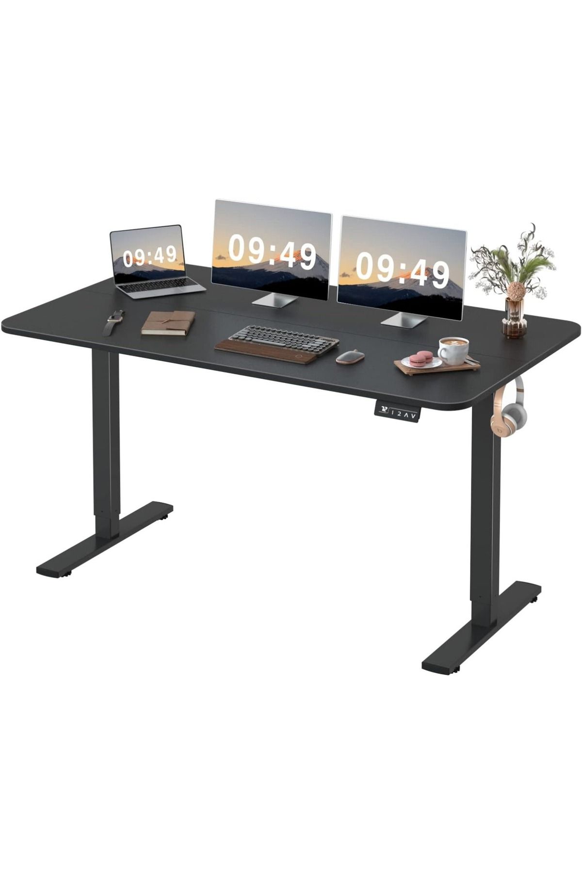Mahmayi-Simplistic Black Standing Desk with Adjustable Legs Ideal for Home and Office 1