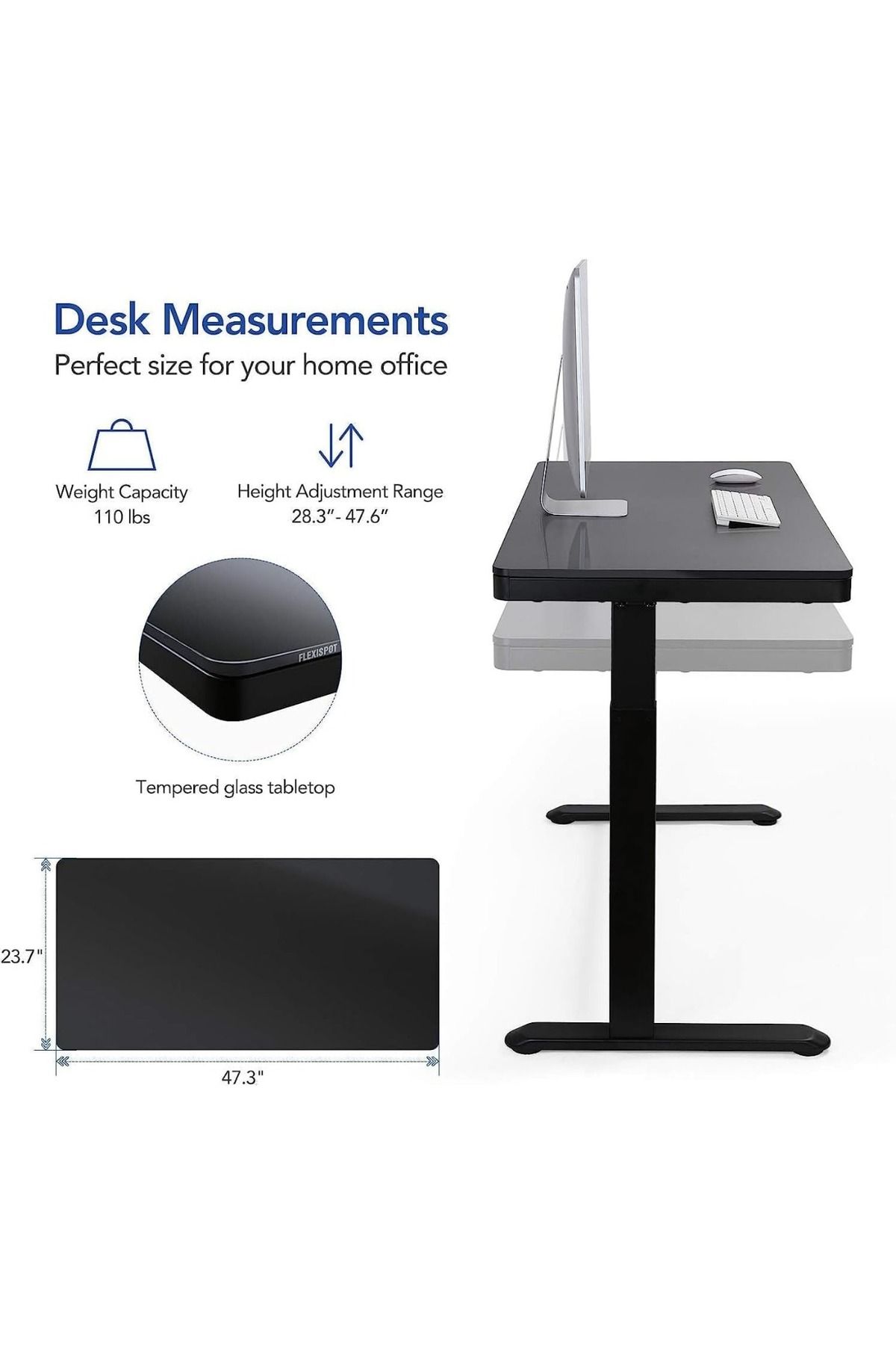 Mahmayi-Flexispot Electric Height Adjustable Standing Desk With Drawer 48 X 24'' - Black 7