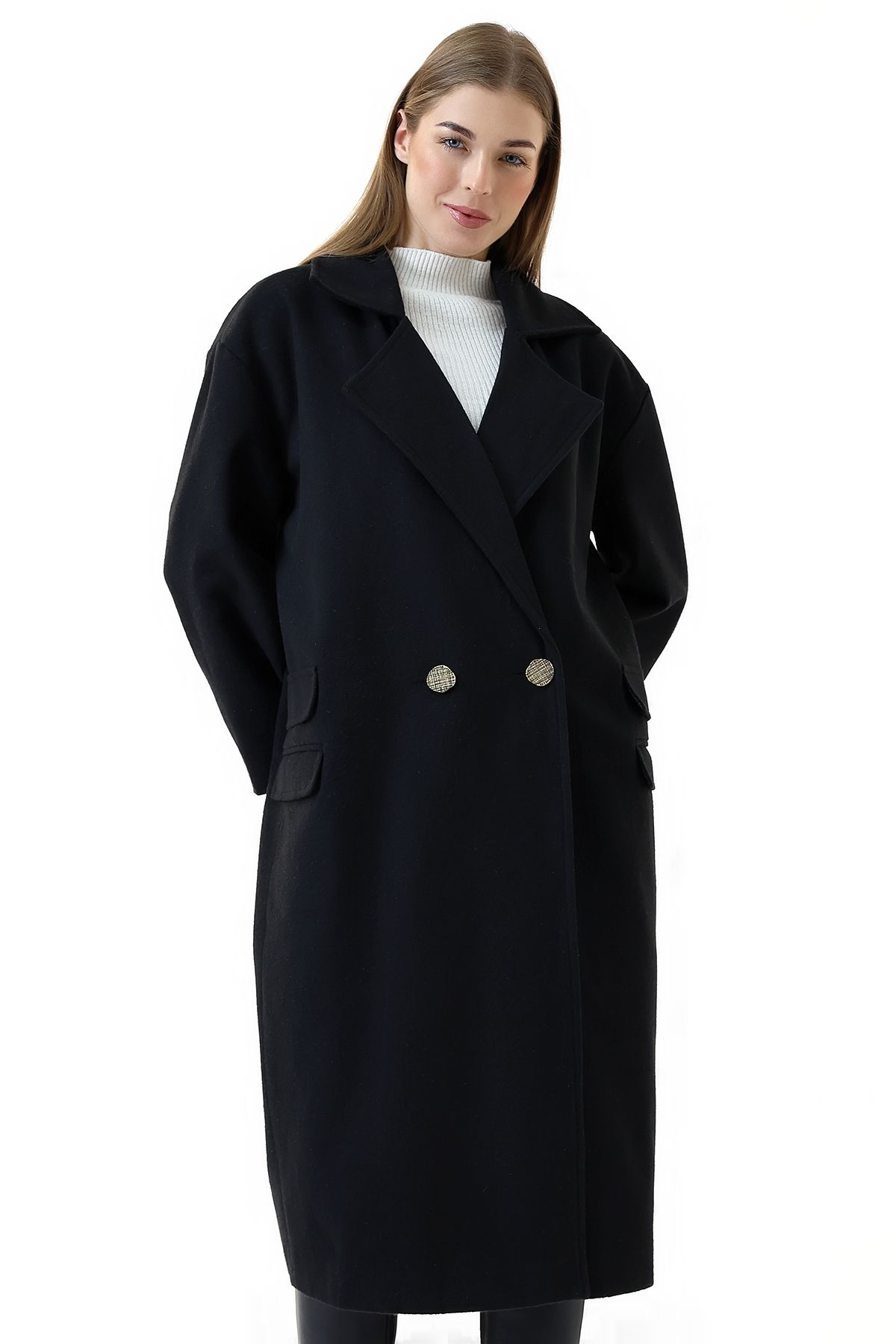 Union and Joy Palton De Damă Oversize Negru Cu Ștampilă Femeie - Standard