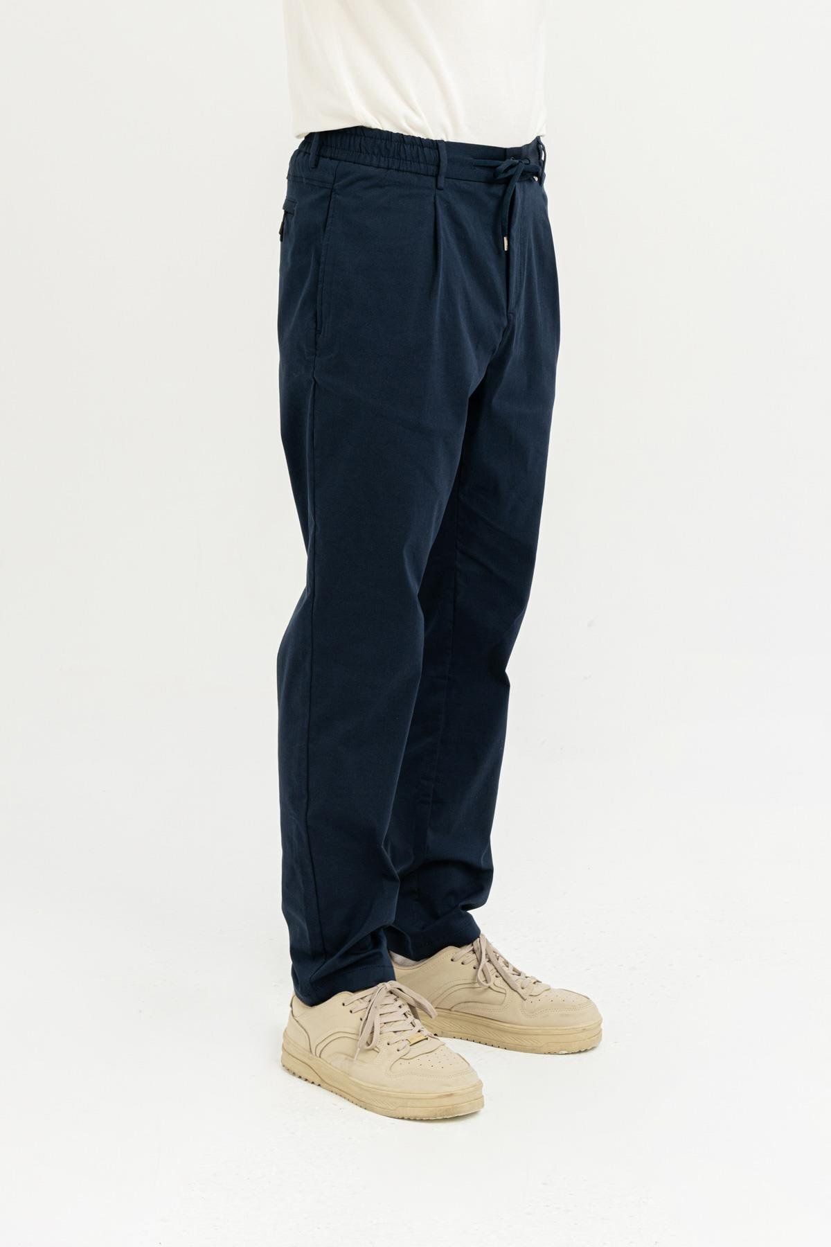 GMG FIRENZE-Navy Blue Gmg Men's Brushed Trousers - Standard Waist, Regular Fit GU24MSS01020 3