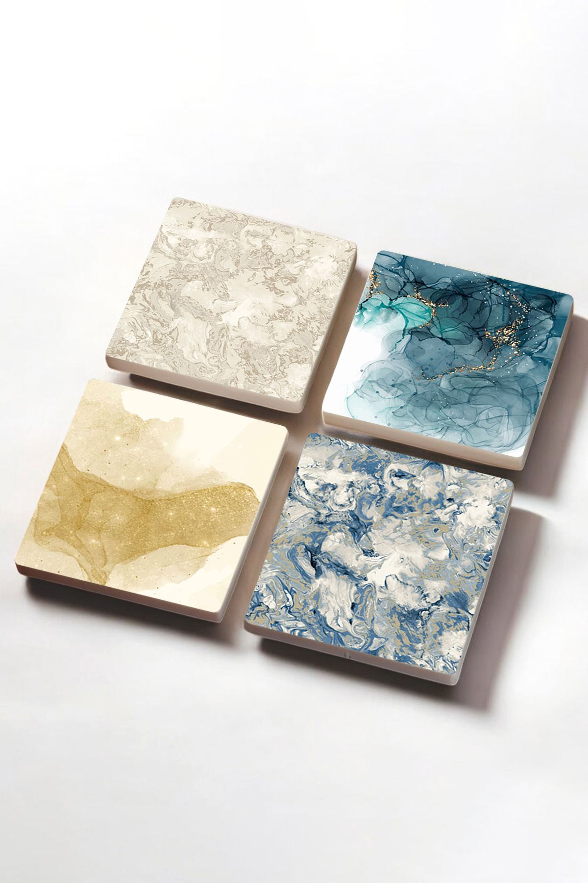 Pinecone-Abstract Art, Pattern Stone Coasters Desktop Protective Coasters Set of 4 10x10cm Stone Coasters 2