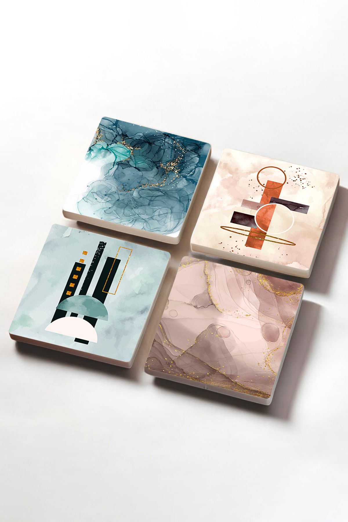 Pinecone-Minimalist, Abstract Art Stone Coasters Desktop Protective Coasters Set of 4 10x10cm Sc449 2